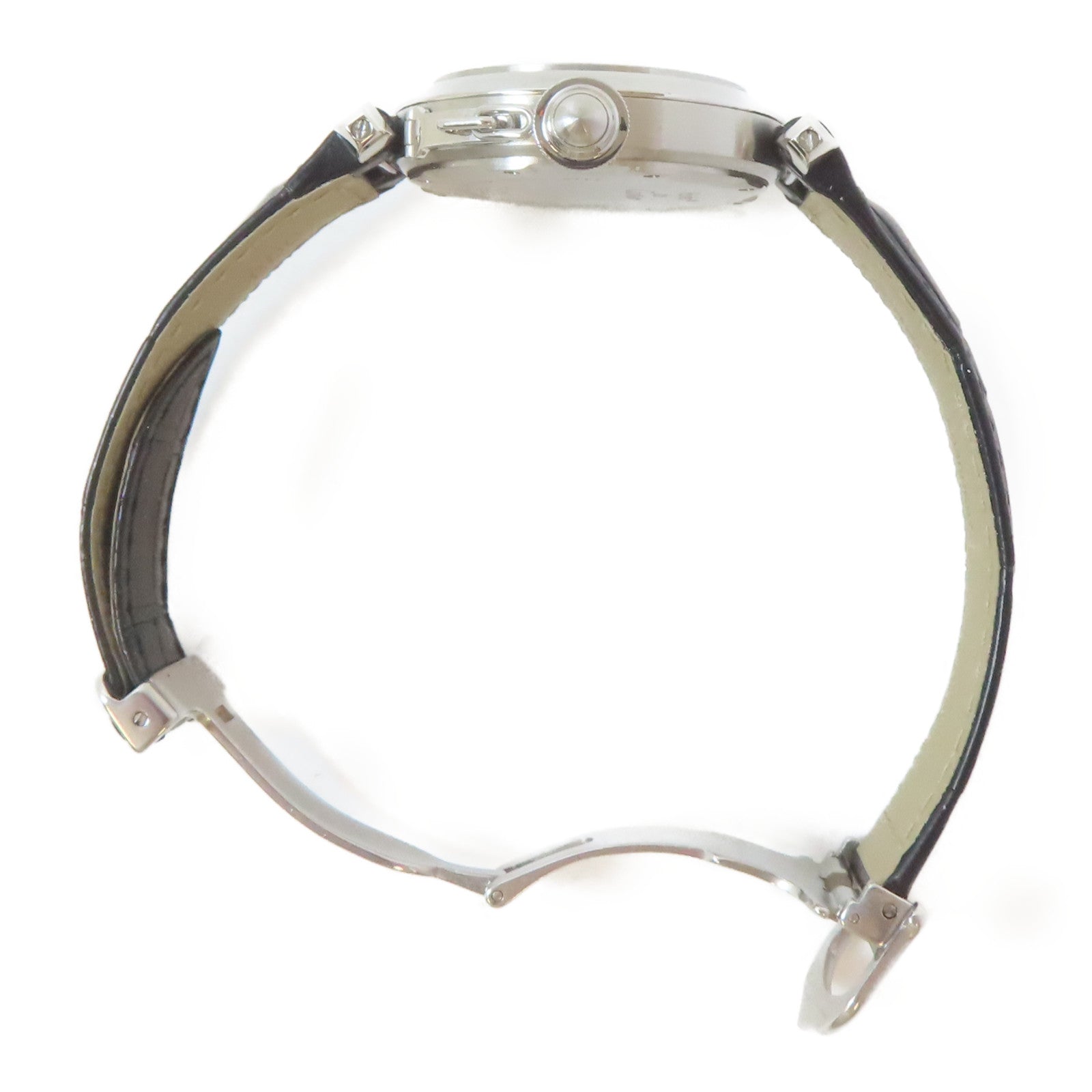 CARTIER Pasha C不鏽鋼/皮革手錶自動機芯黑色#15.25cm