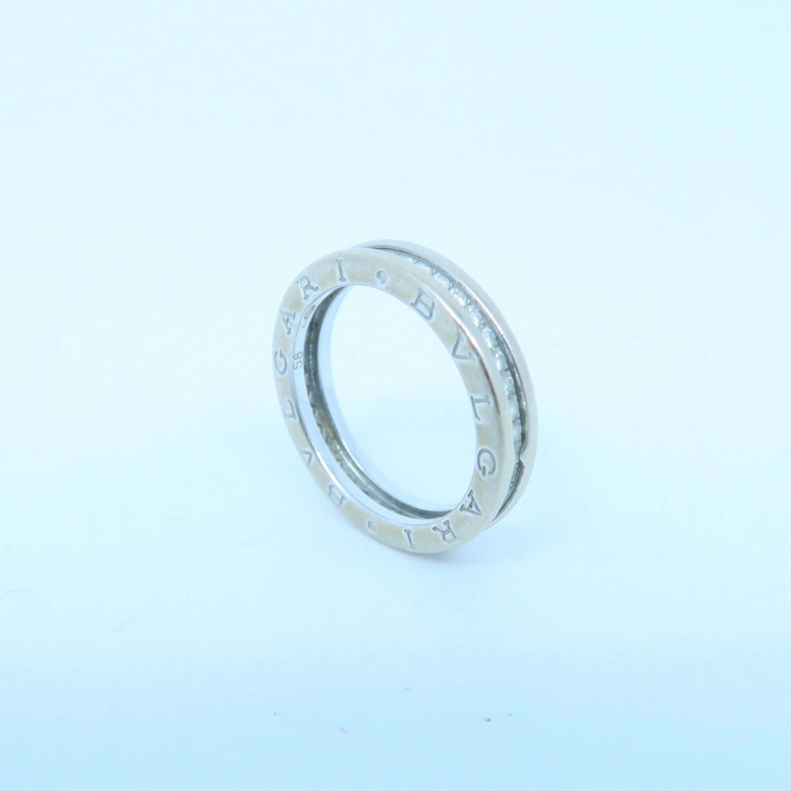 BVLGARI 18K White Gold B-zero1 Diamond0.40ct Diamond Ring US#8.0