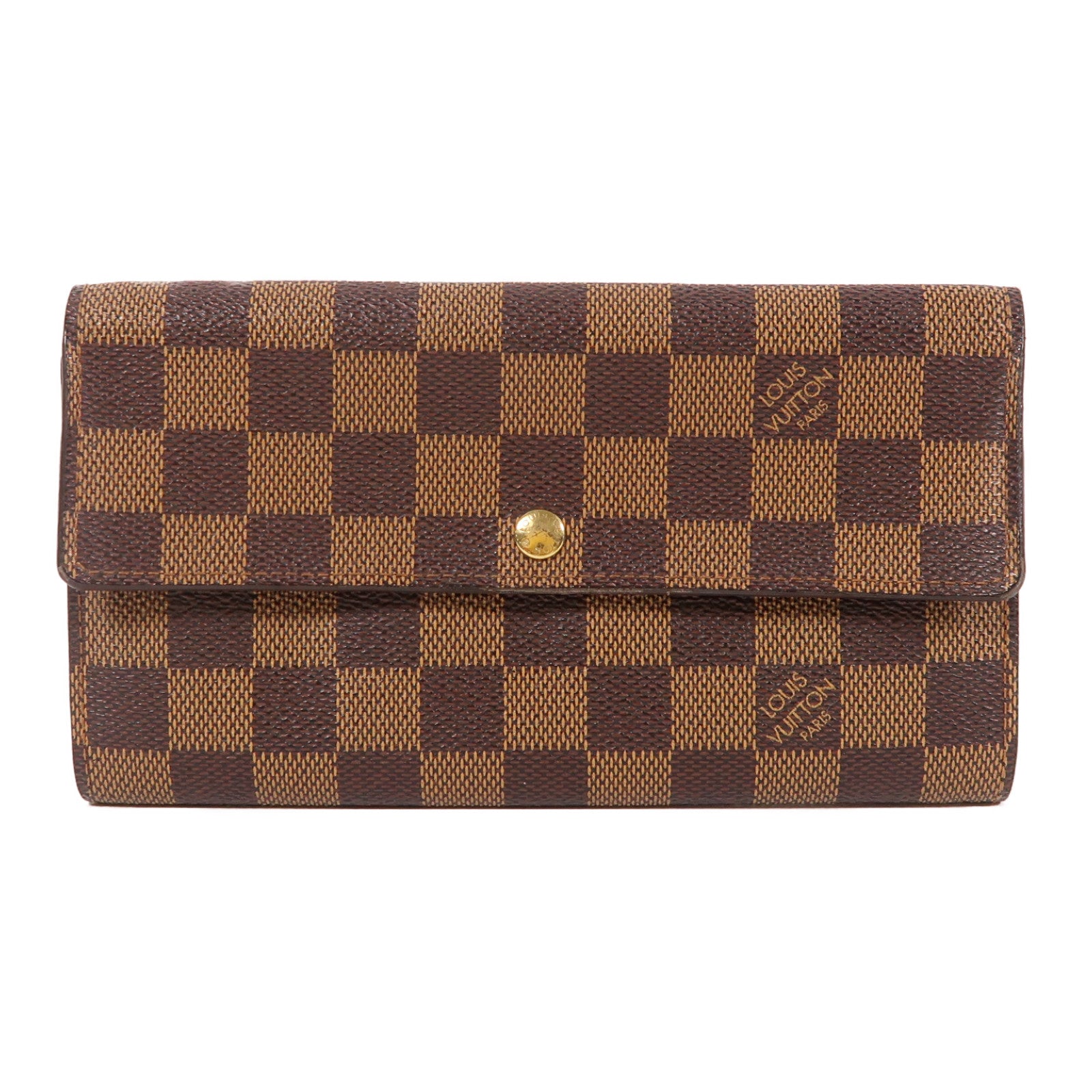 LOUIS VUITTON Damier Ebene Long Wallet金扣長錢包啡色