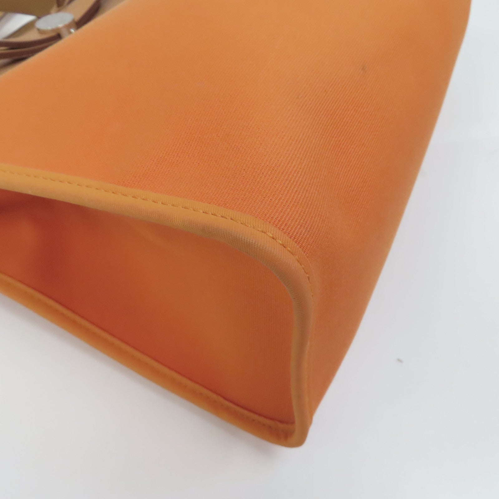 HERMES 帆布Herbag PM銀扣手挽肩背兩用袋橙色