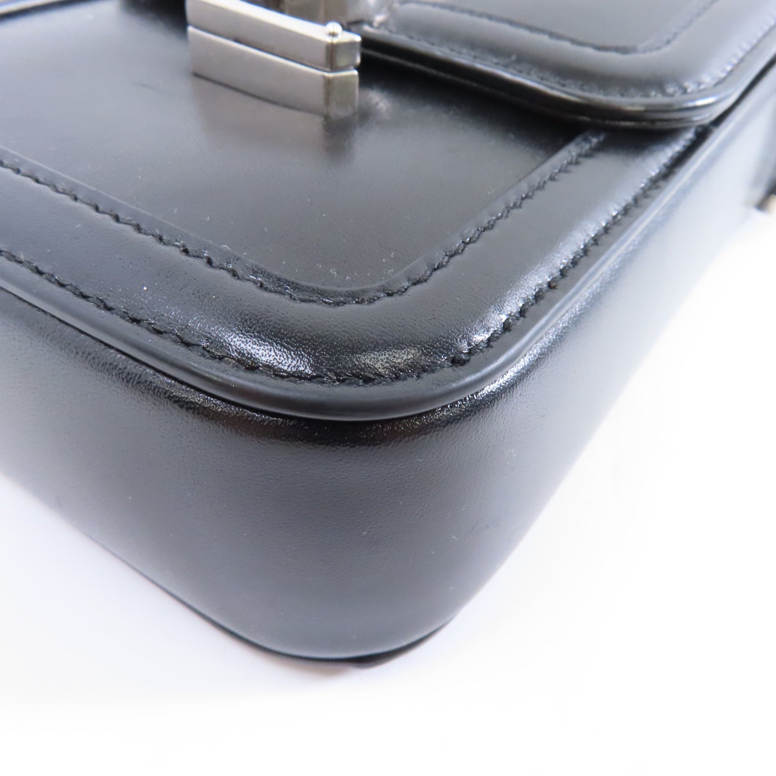 SAINT LAURENT 牛皮皮革Solferino Bag銀扣肩背袋黑色