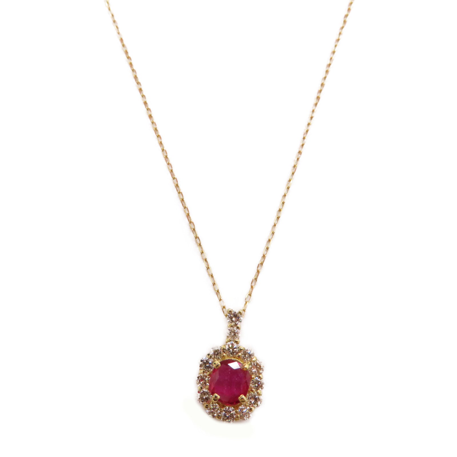 JEWELRY 【激減優惠】18K黃金Ruby Diamond Necklace 0.28ct紅寶石/0.26ct鑽石項鍊