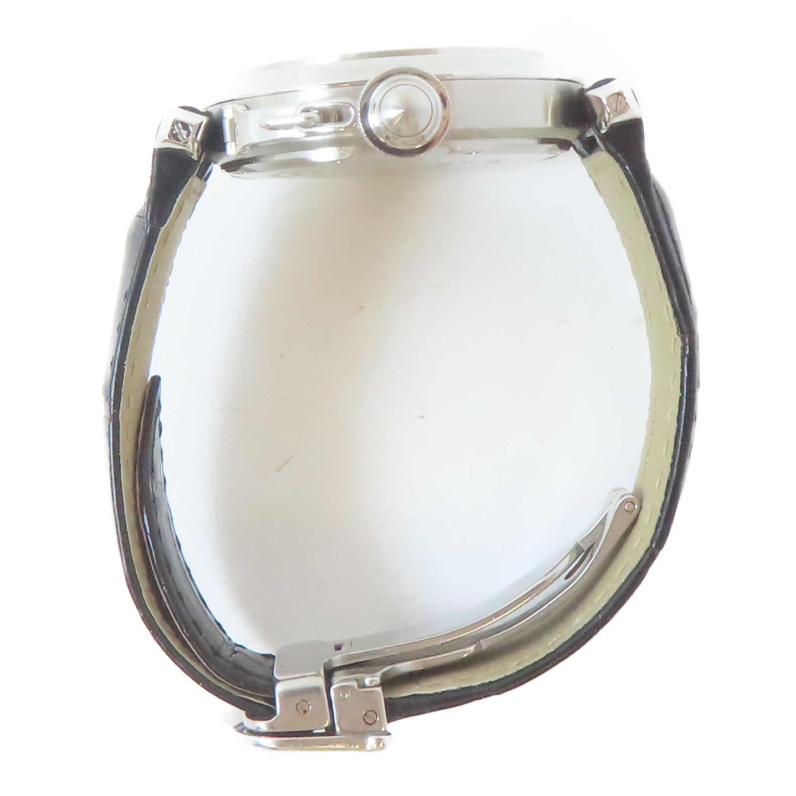 CARTIER Pasha C不鏽鋼/皮革手錶自動機芯黑色#15.25cm
