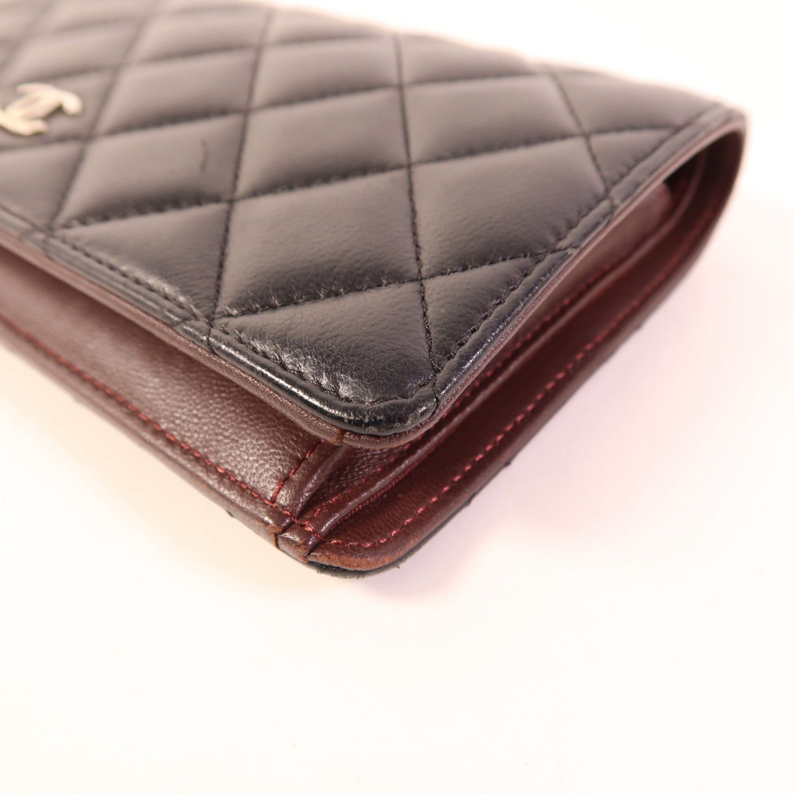 CHANEL 羊皮皮革Long Wallet銀扣長錢包