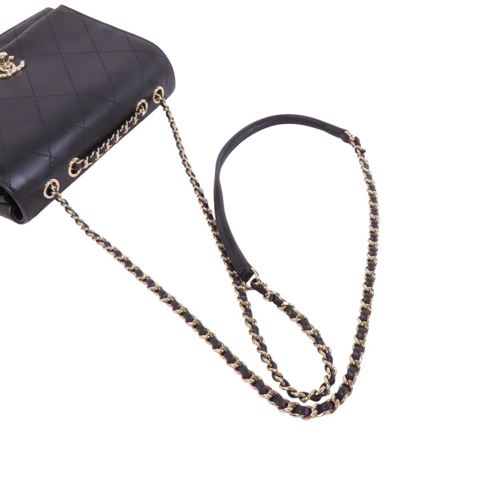 CHANEL 牛皮皮革Chain Shoulder Bag金扣鏈帶肩背袋