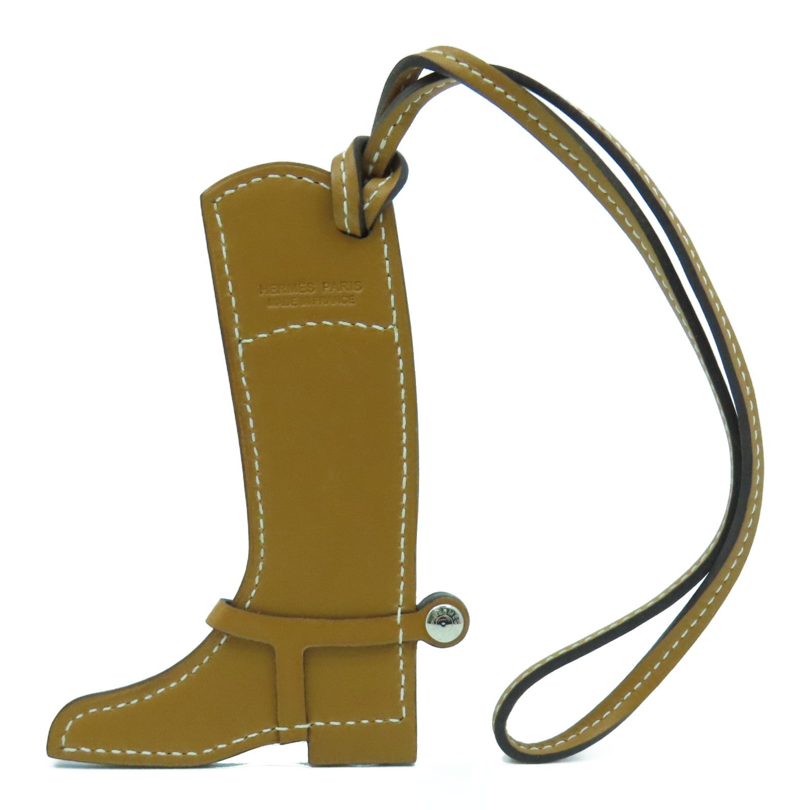 HERMES 【激減優惠】Swift皮革Paddock Boot Charm掛飾啡色/米色