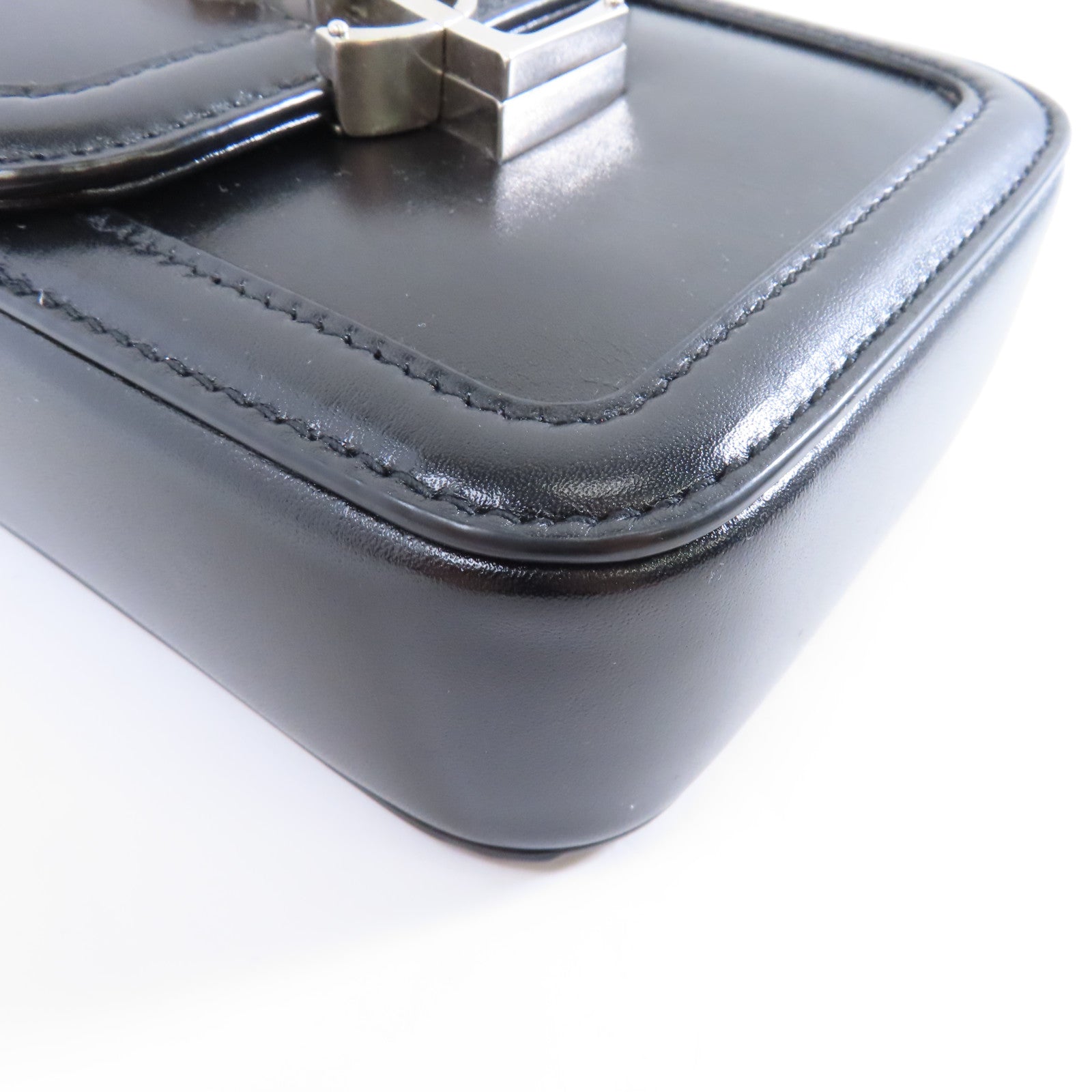 SAINT LAURENT 牛皮皮革Solferino Bag銀扣肩背袋黑色