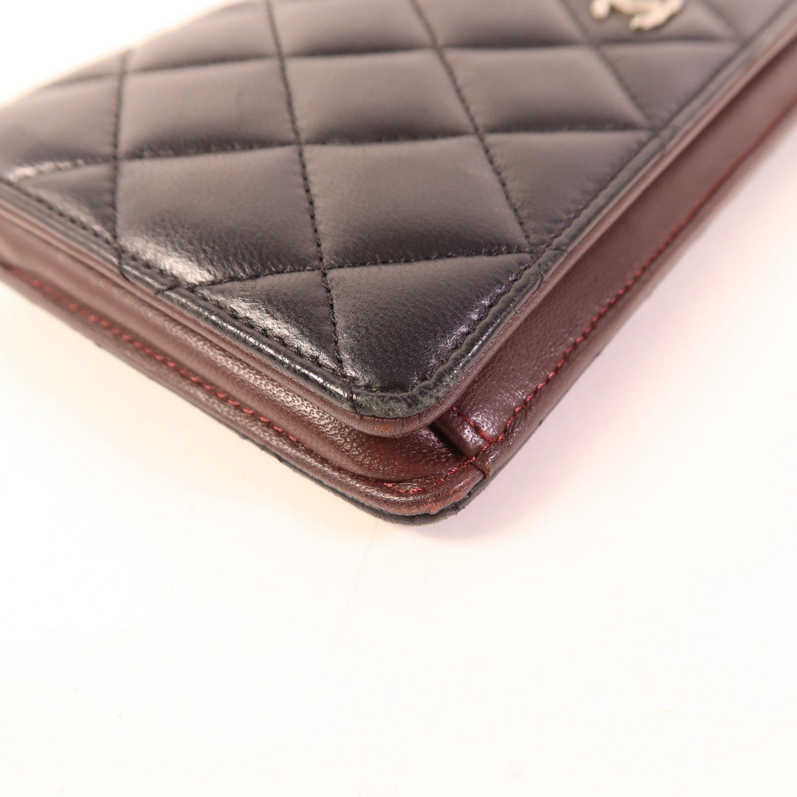 CHANEL 羊皮皮革Long Wallet銀扣長錢包