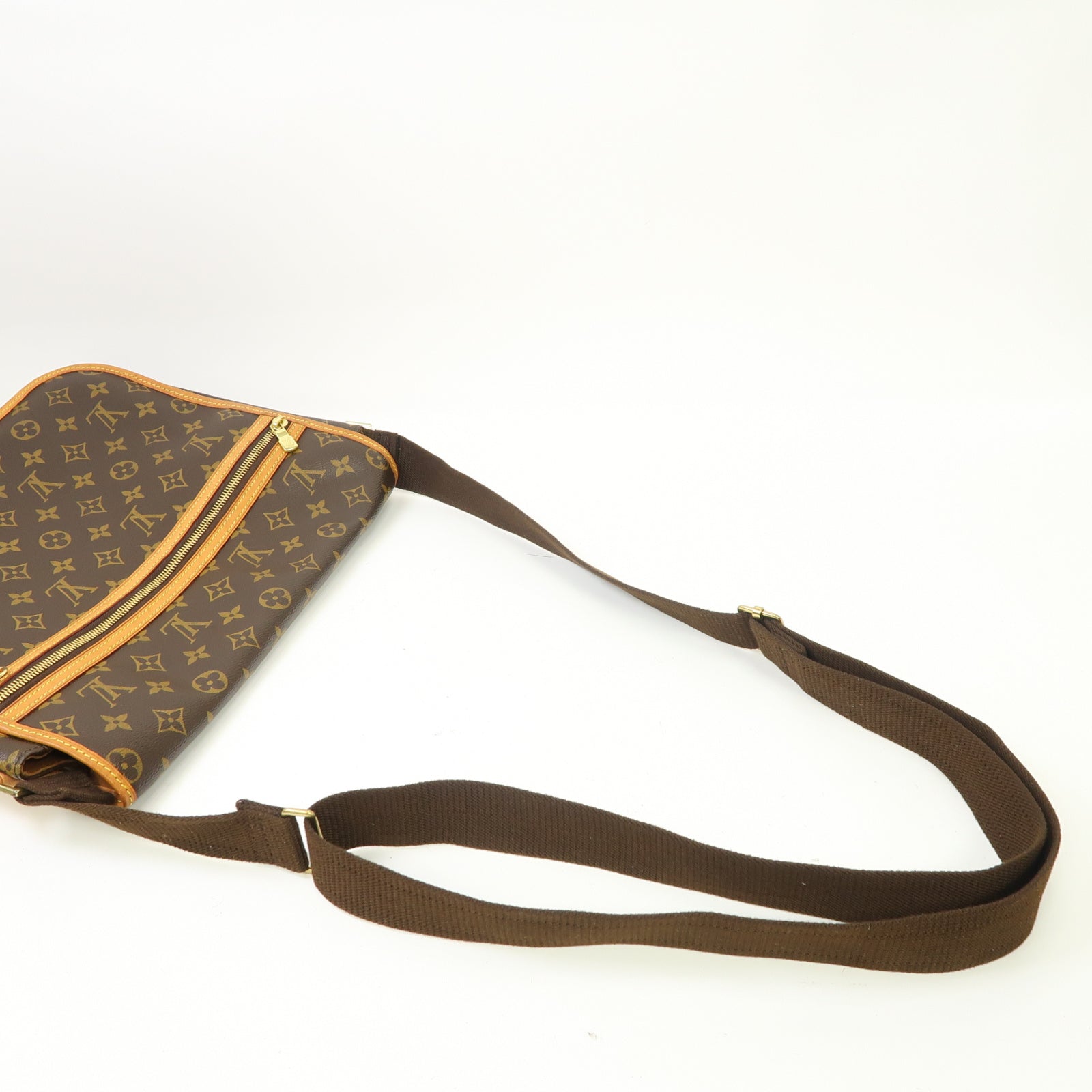LOUIS VUITTON Monogram Bosphore GM金扣肩背袋啡色
