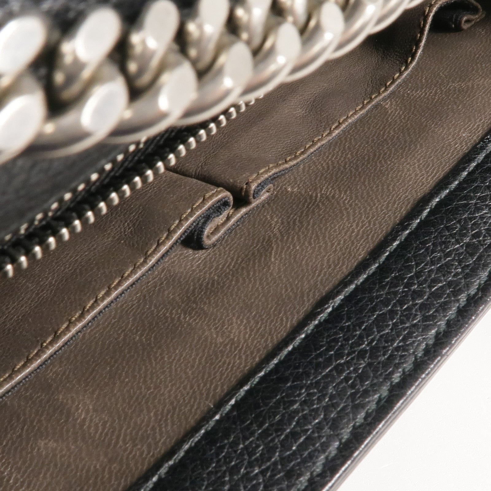 GUCCI 牛皮皮革Stud Bamboo Shoulder Bag銀扣鏈帶肩背袋