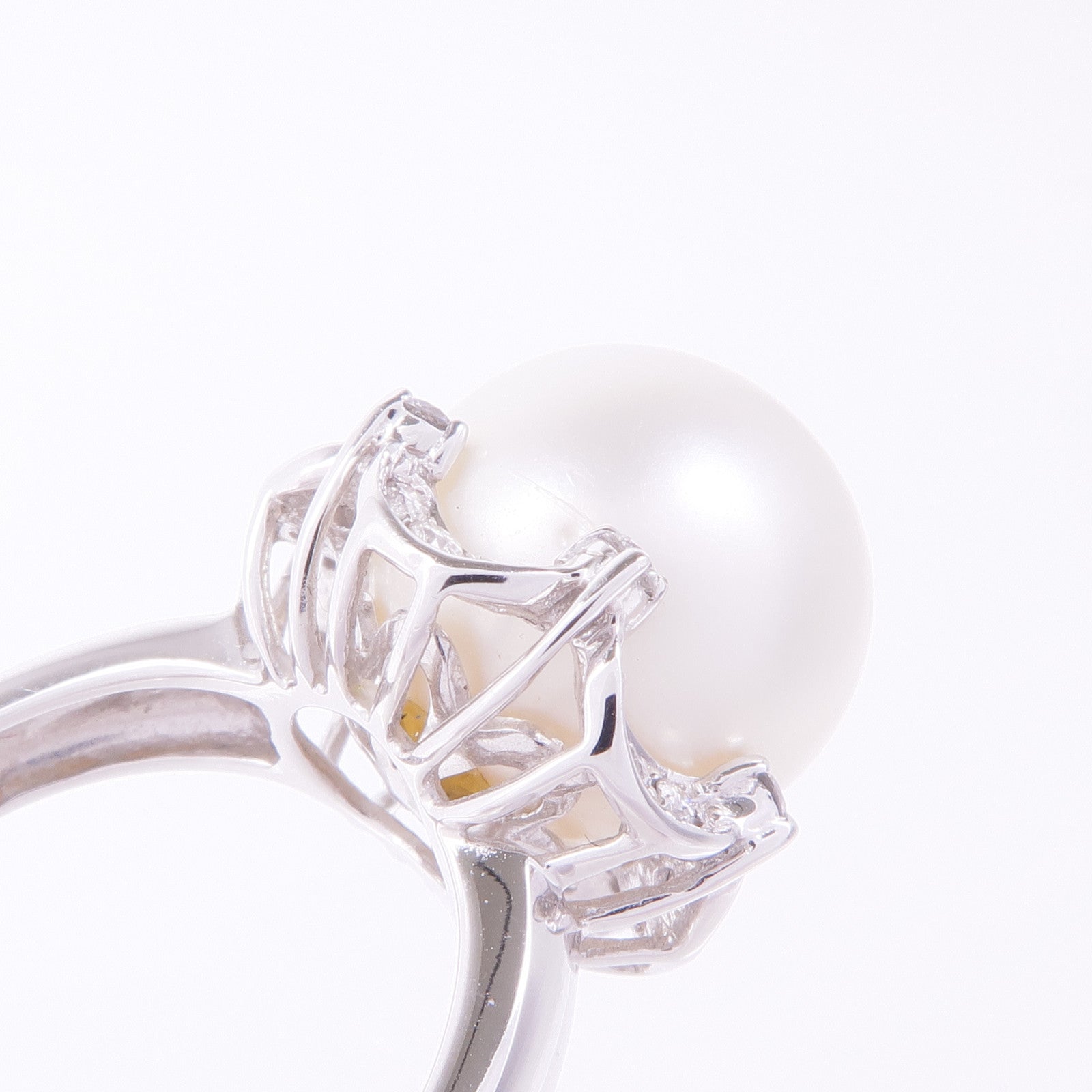 JEWELRY 18K白金Pearl Diamond Ring珍珠鑽石戒指US#6