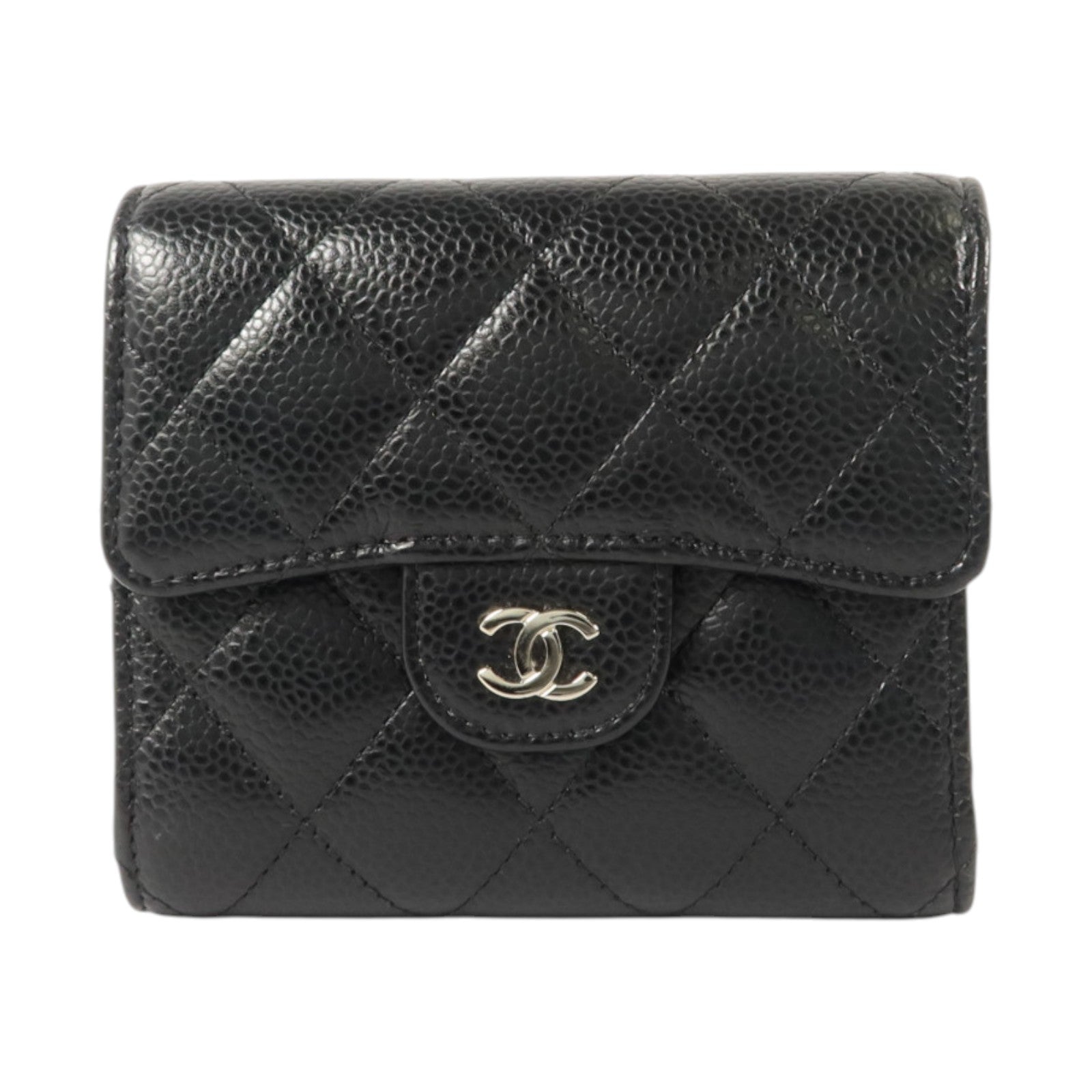 CHANEL 牛皮皮革Classic Small Flap Wallet銀扣錢包