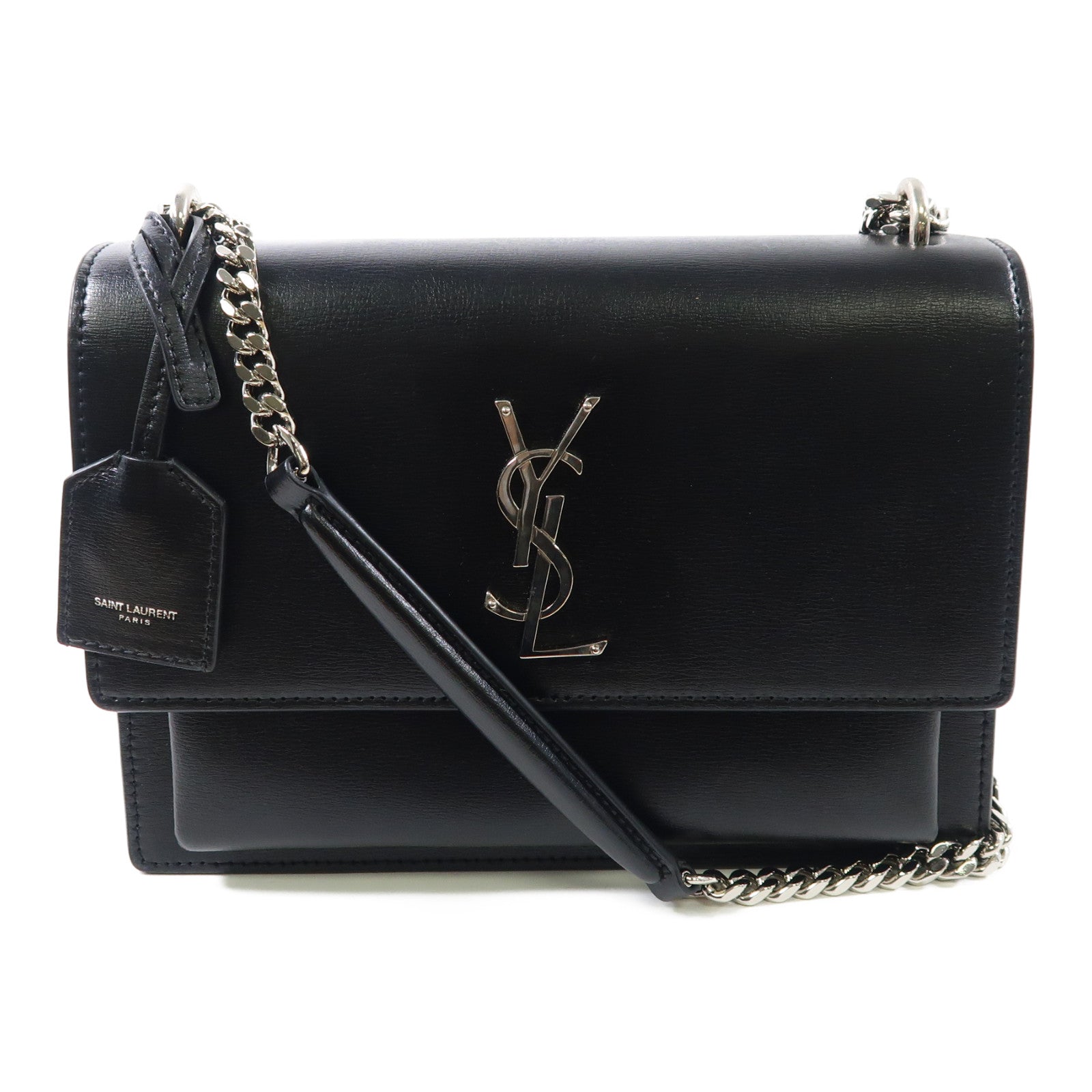SAINT LAURENT 【激減優惠】牛皮皮革Sunset Medium銀扣鏈帶肩背袋
