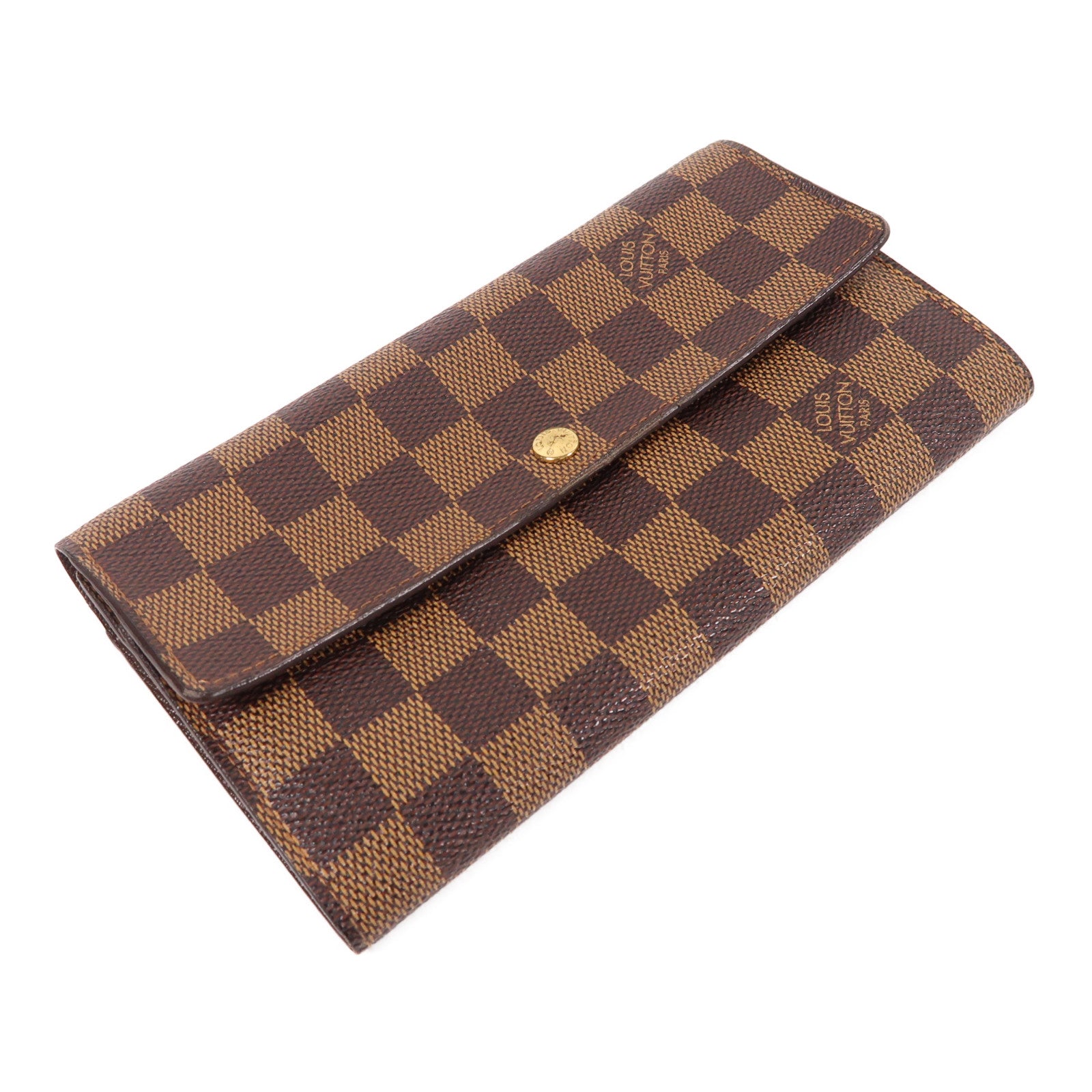 LOUIS VUITTON Damier Ebene Long Wallet金扣長錢包啡色