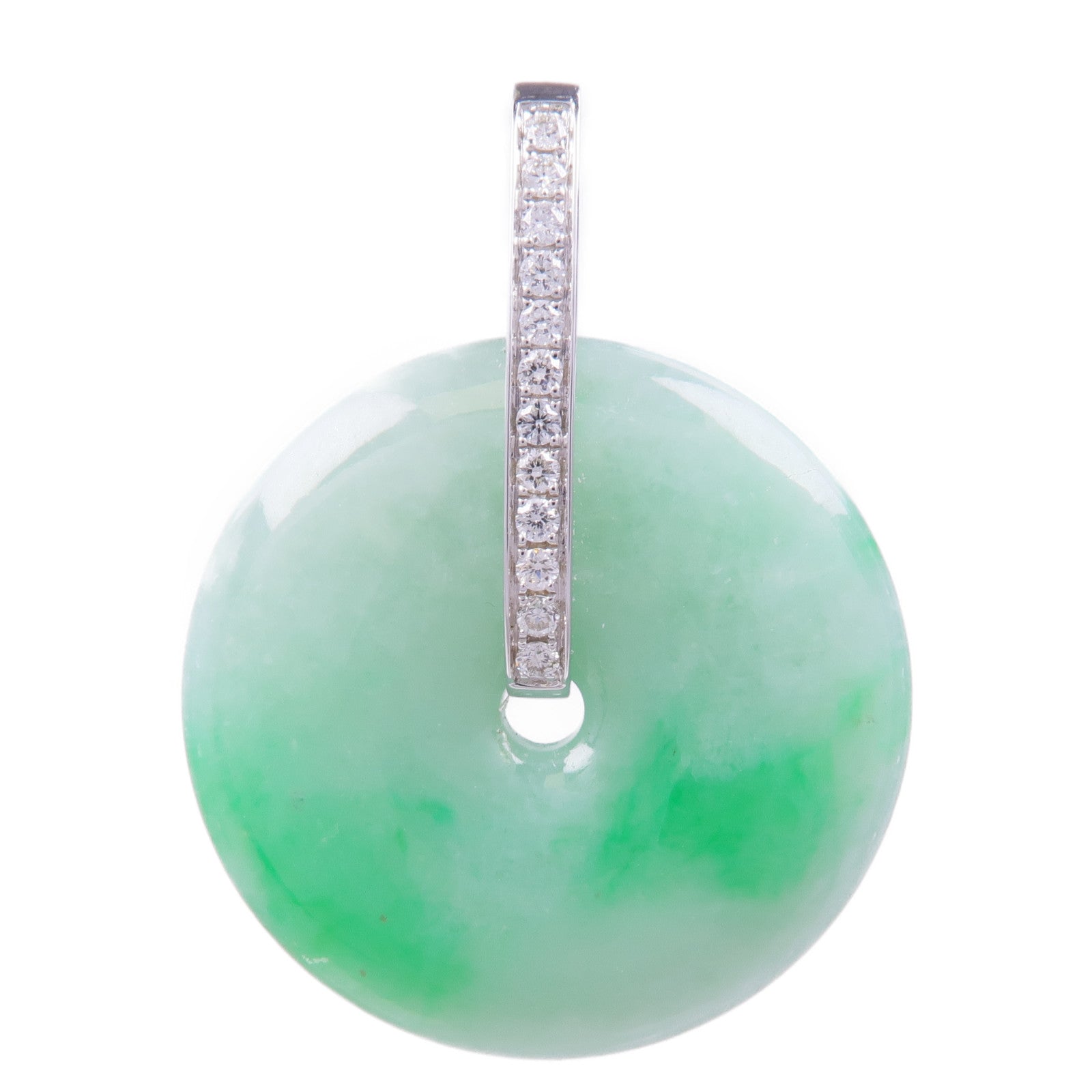 JEWELRY 18K白金Jade Diamond Pendant Top翡翠/鑽石吊墜