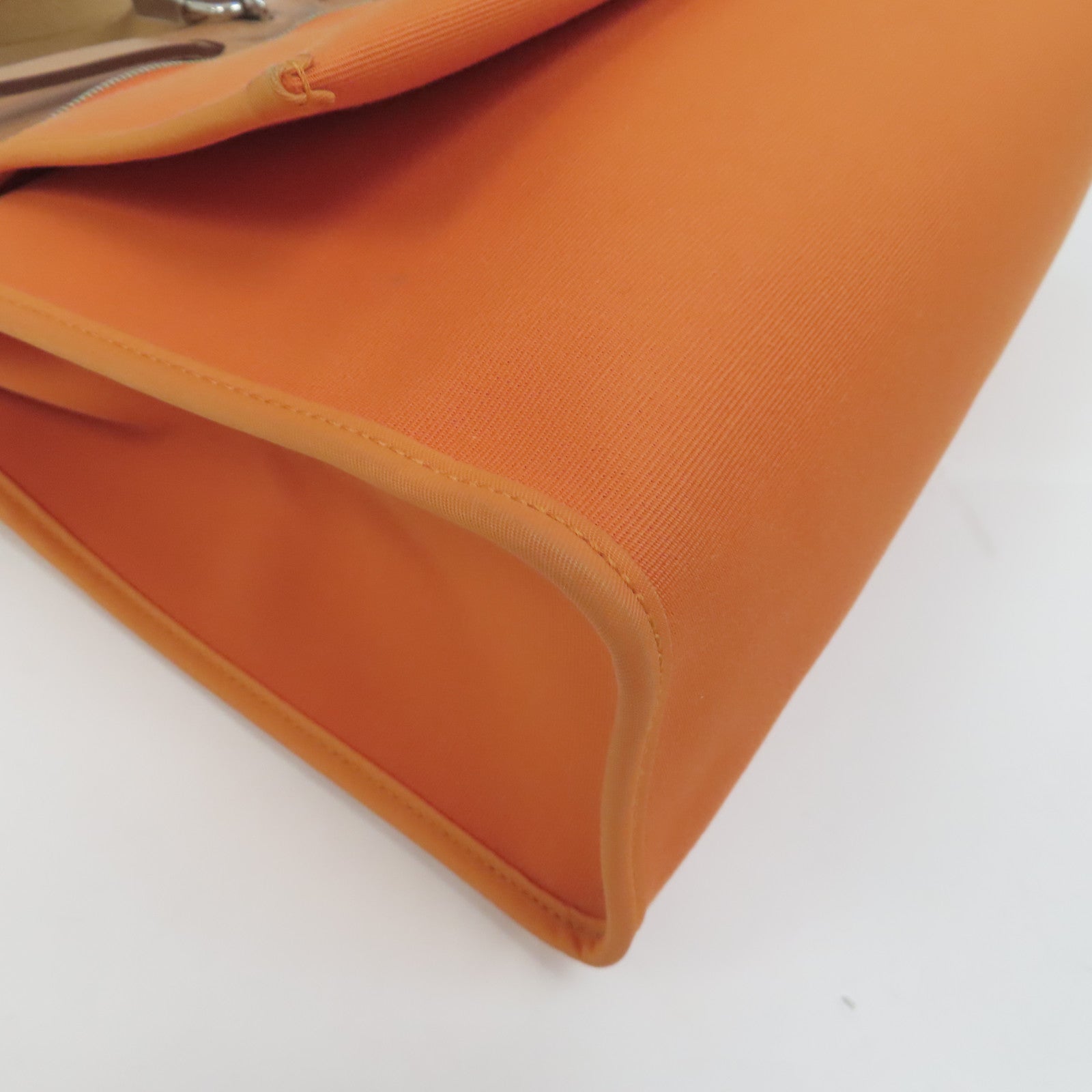 HERMES 帆布Herbag PM銀扣手挽肩背兩用袋橙色