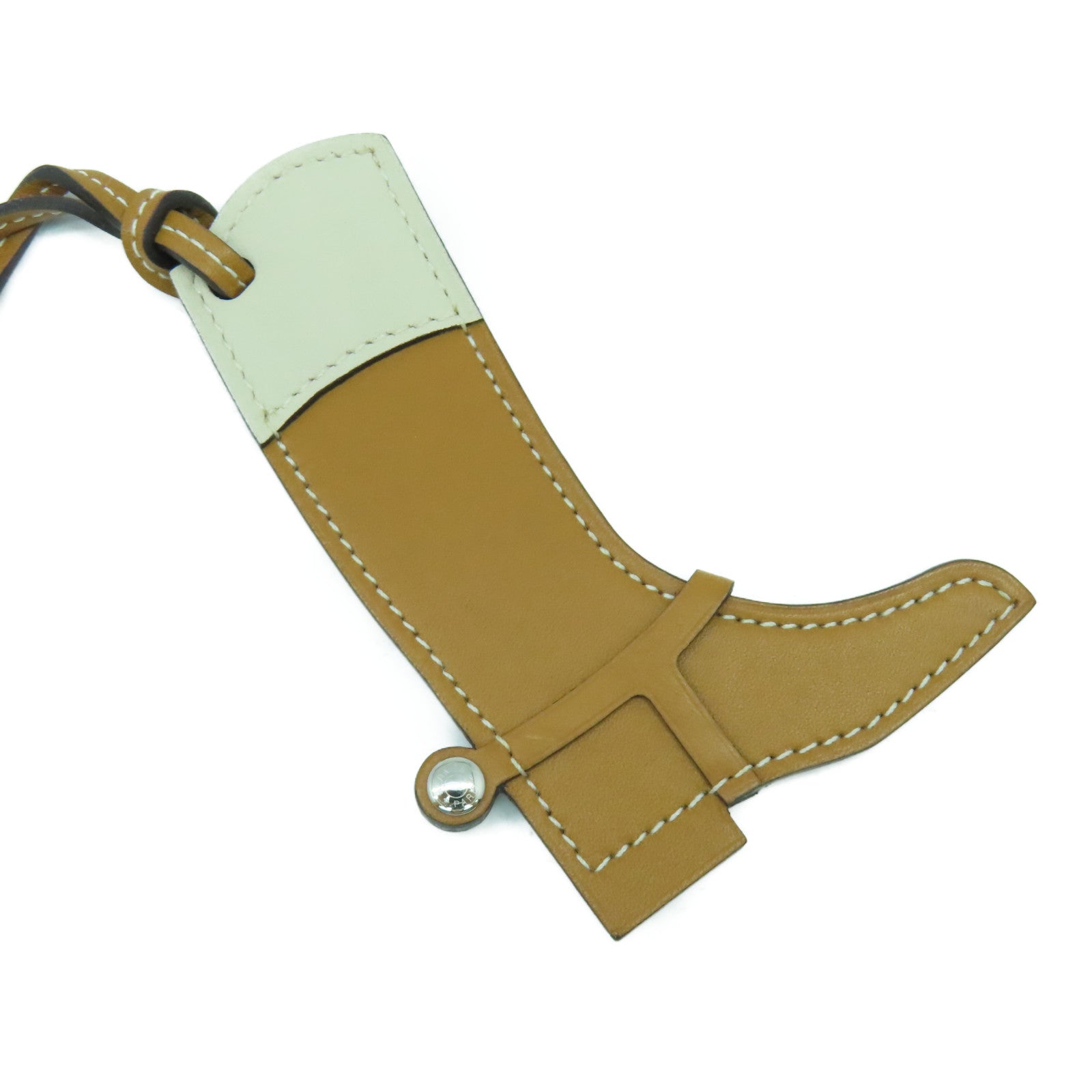 HERMES 【激減優惠】Swift皮革Paddock Boot Charm掛飾啡色/米色