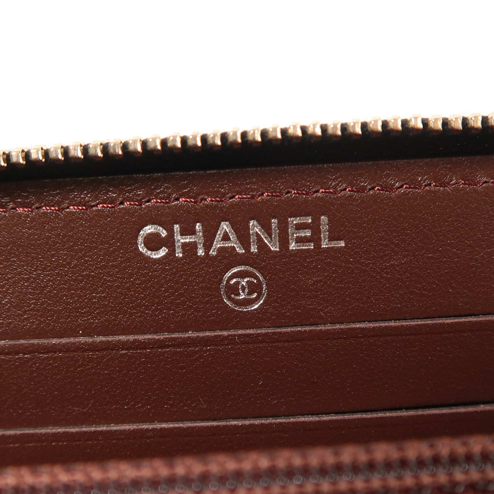 CHANEL 羊皮皮革Zipper Long Wallet銀扣長錢包
