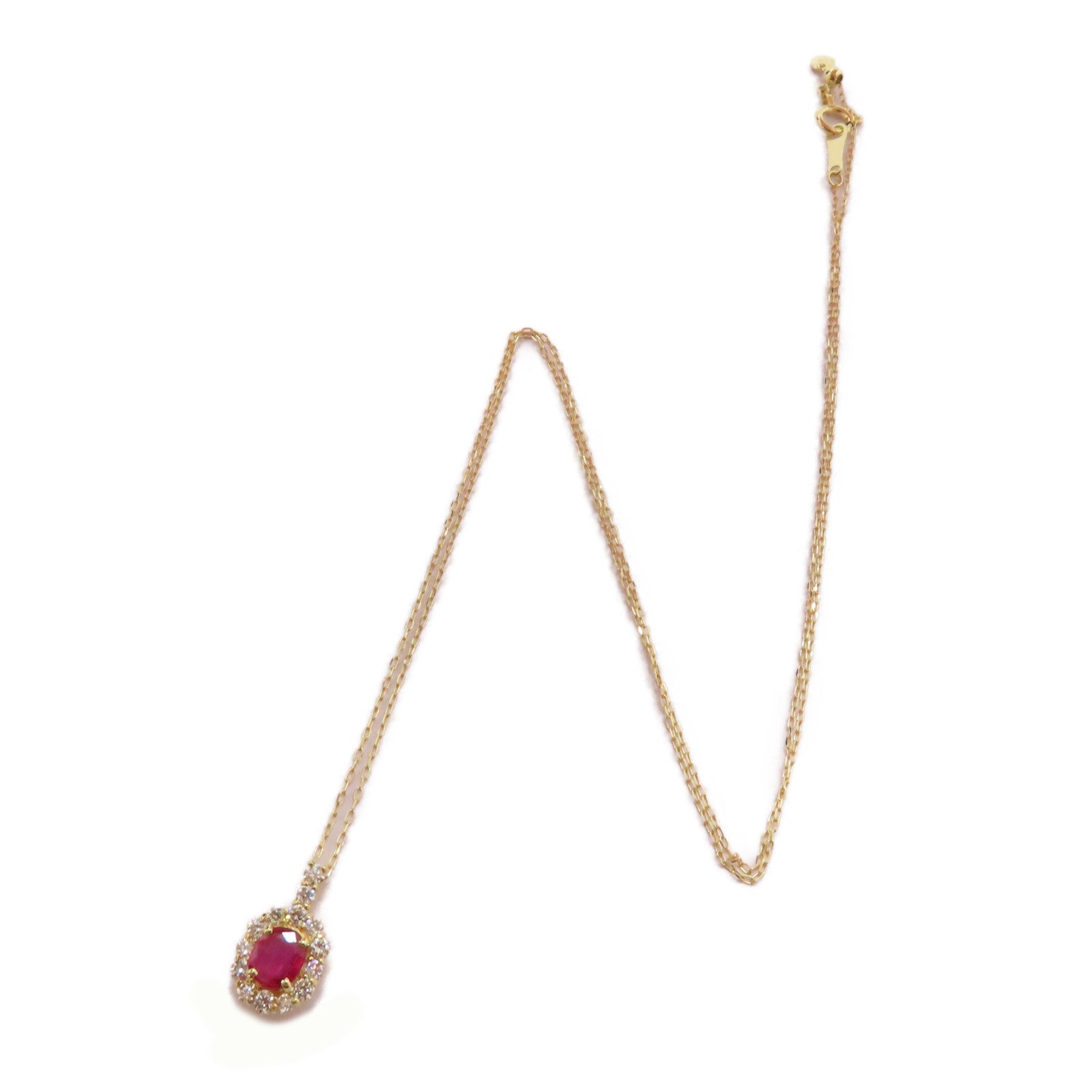 JEWELRY 【激減優惠】18K黃金Ruby Diamond Necklace 0.28ct紅寶石/0.26ct鑽石項鍊
