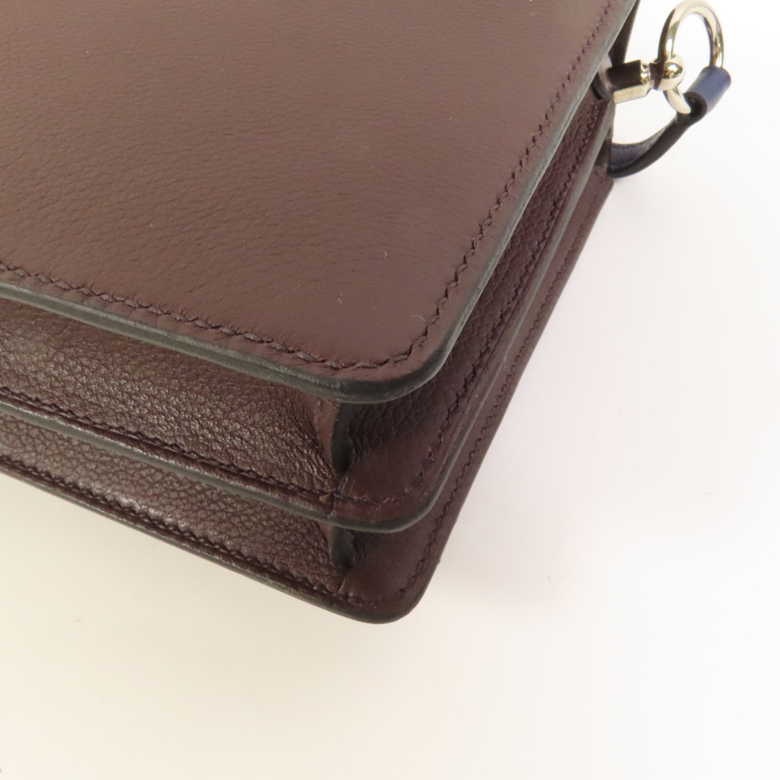 HERMES Evercolor皮革Mini Roulis銀扣肩背袋Rouge Sellier/Bleu Saphir