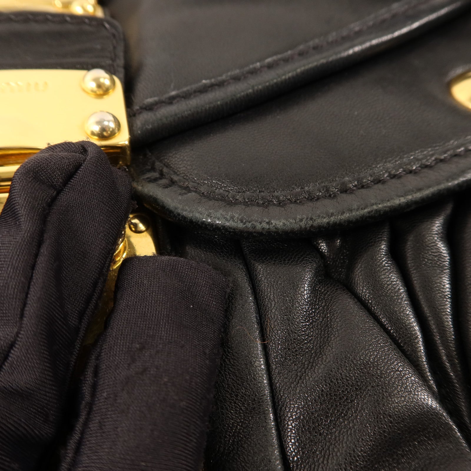 Miu Miu 羊皮皮革2Way Shoulder Bag金扣手挽肩背兩用袋
