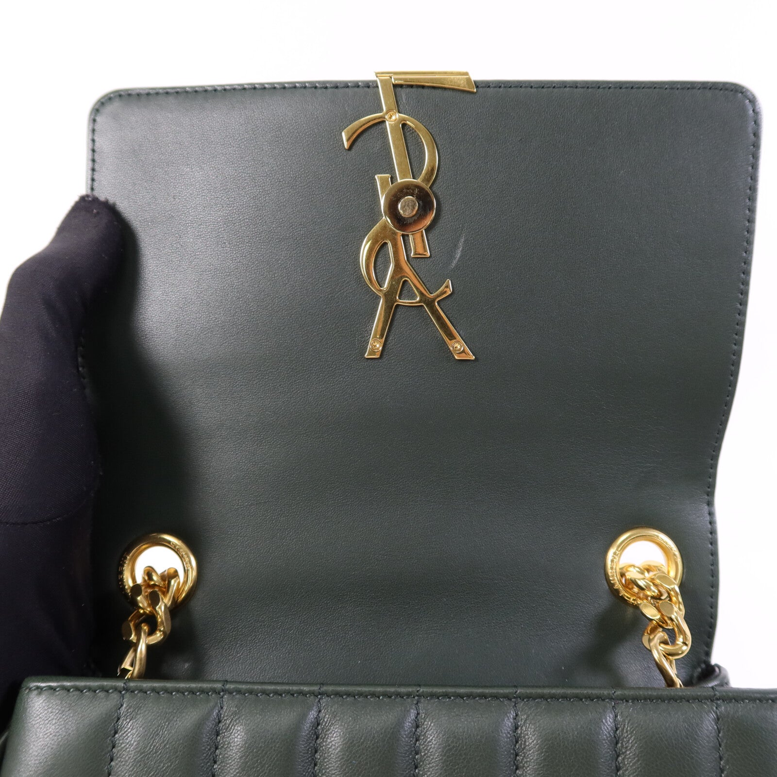 YVES SAINT LAURENT 羊皮皮革Vicky金扣鏈帶肩背袋