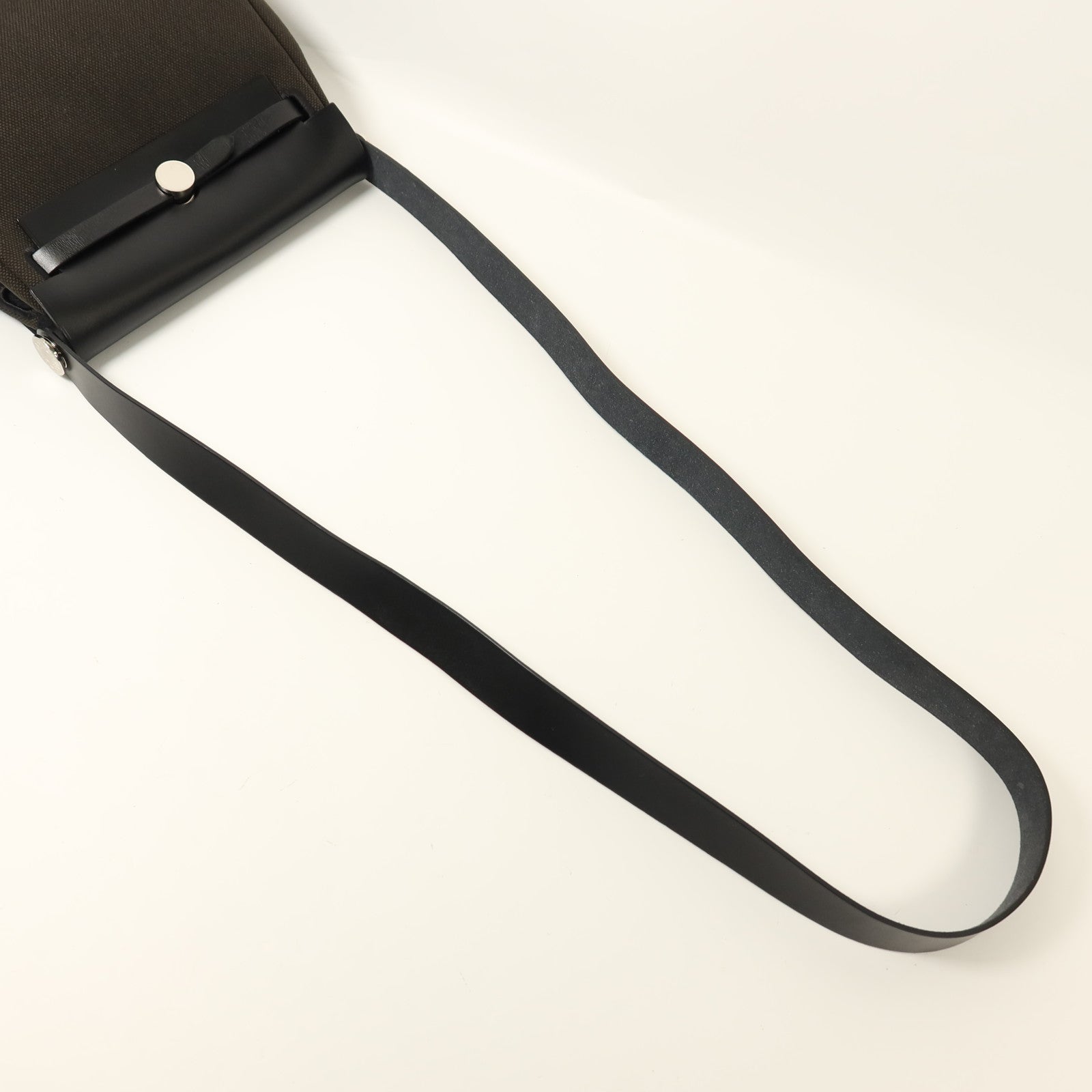 HERMES 帆布Mini Herbag銀扣肩背袋Vert de Gris/Noir