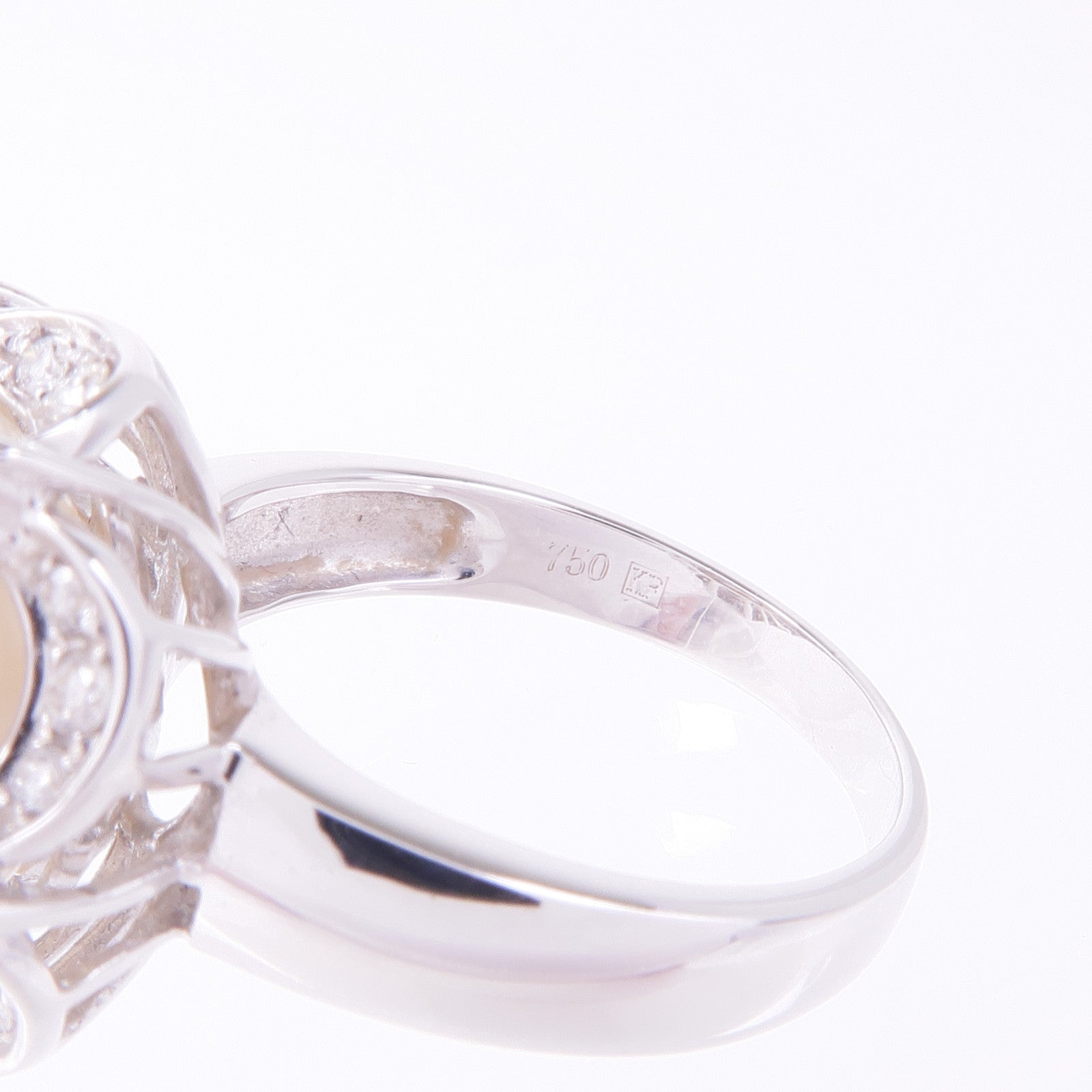 JEWELRY 18K白金Pearl Diamond Ring珍珠鑽石戒指US#6