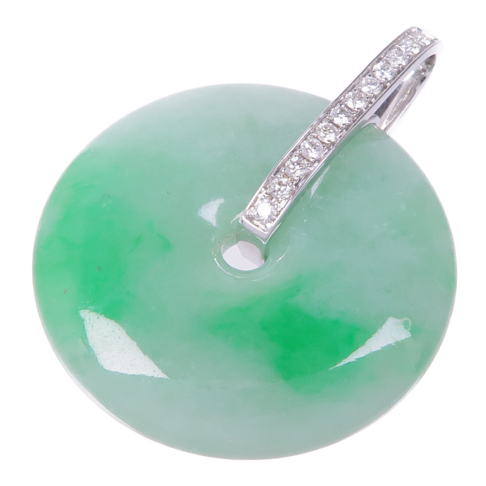 JEWELRY 18K白金Jade Diamond Pendant Top翡翠/鑽石吊墜
