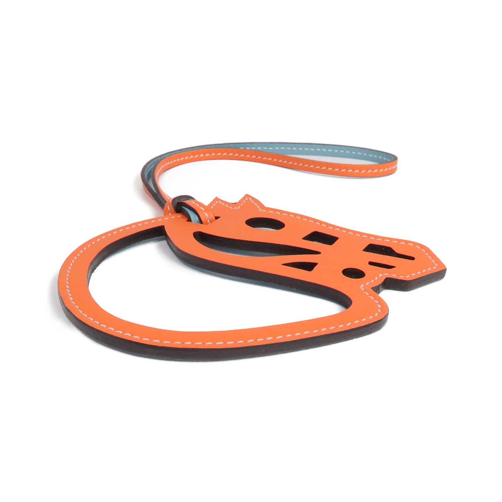 HERMES Swift皮革Horse Charm掛飾Plomb/Orange Poppy