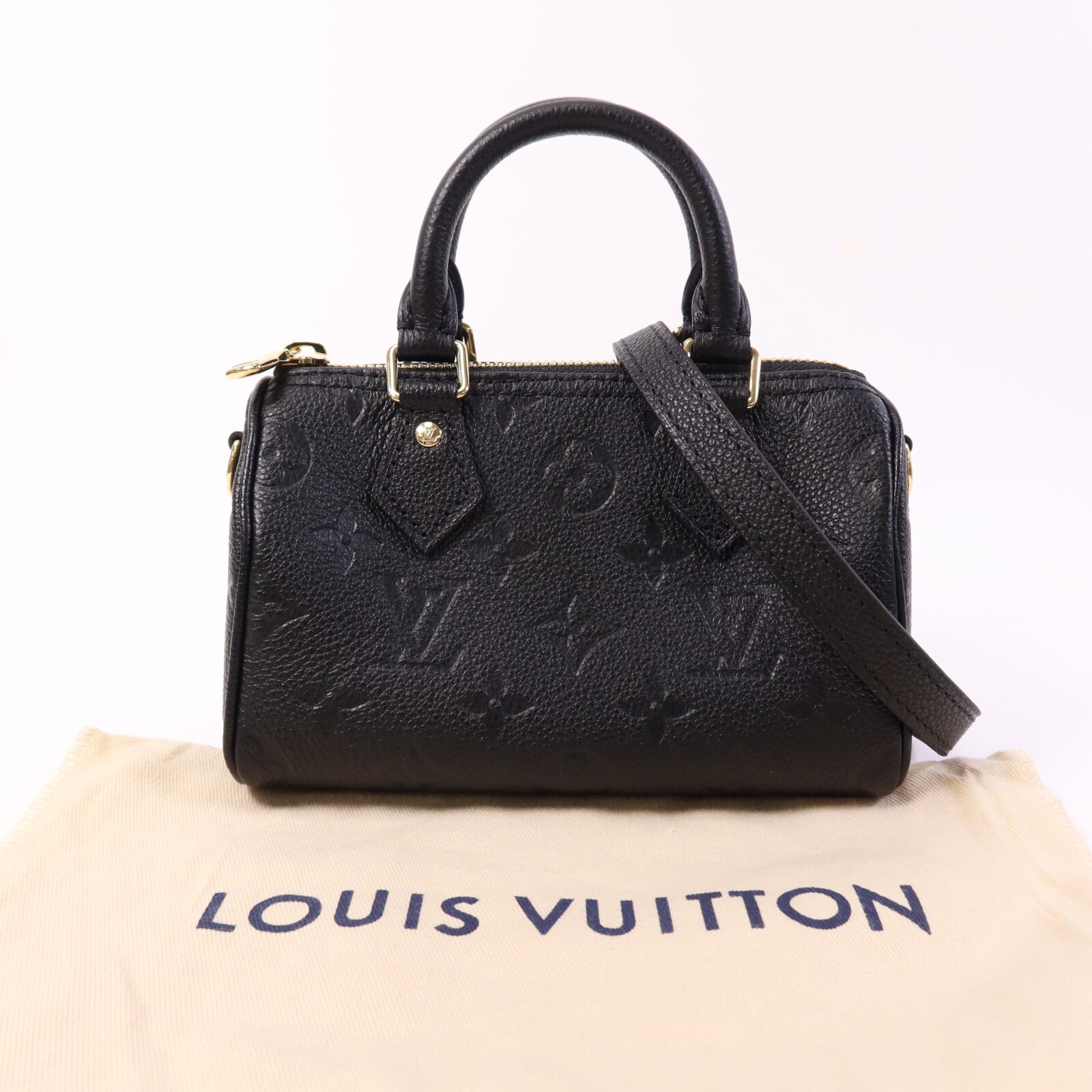 LOUIS VUITTON Monogram Empreinte Nano Speedy金扣肩背袋