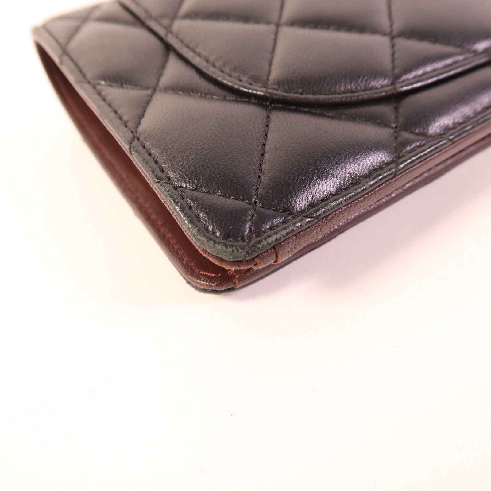 CHANEL 羊皮皮革Long Wallet銀扣長錢包