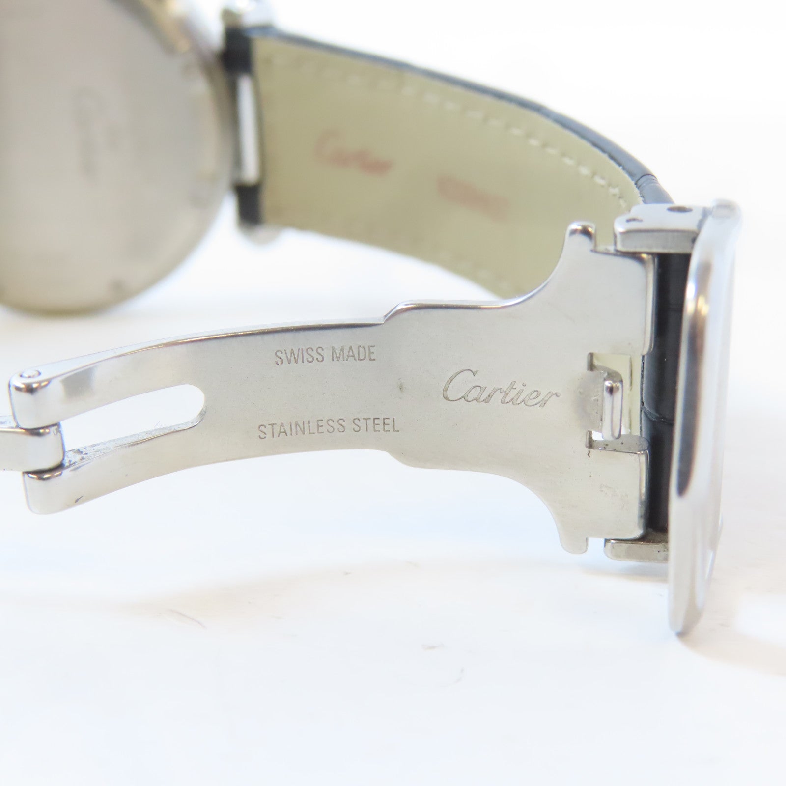 CARTIER Pasha C不鏽鋼/皮革手錶自動機芯黑色#15.25cm