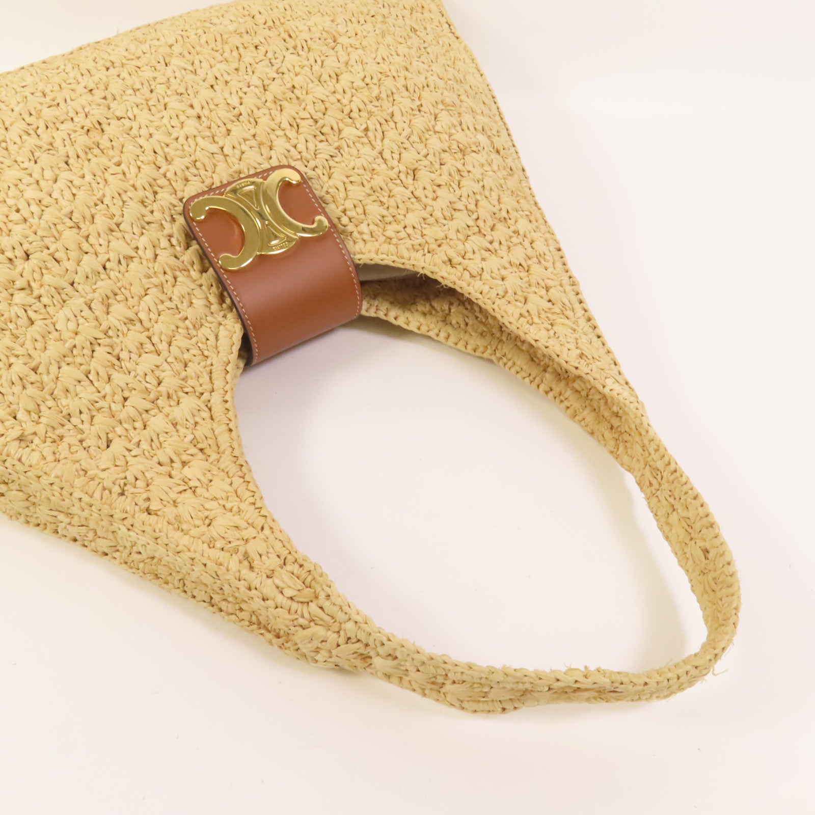 CELINE Raffia牛皮皮革 Cabas Triangle肩背袋