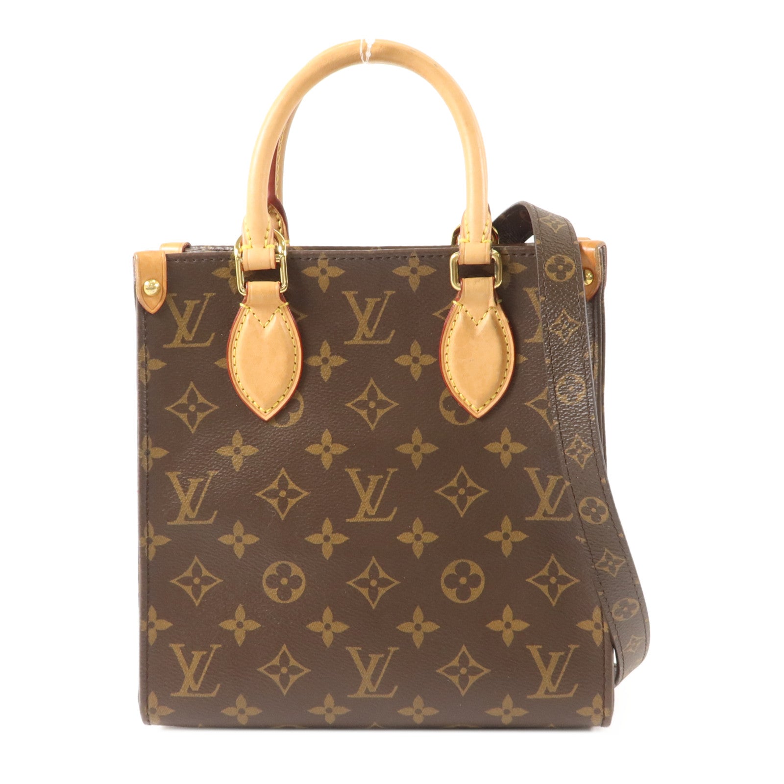 LOUIS VUITTON Monogram Sac Plat BB金扣手挽肩背兩用袋