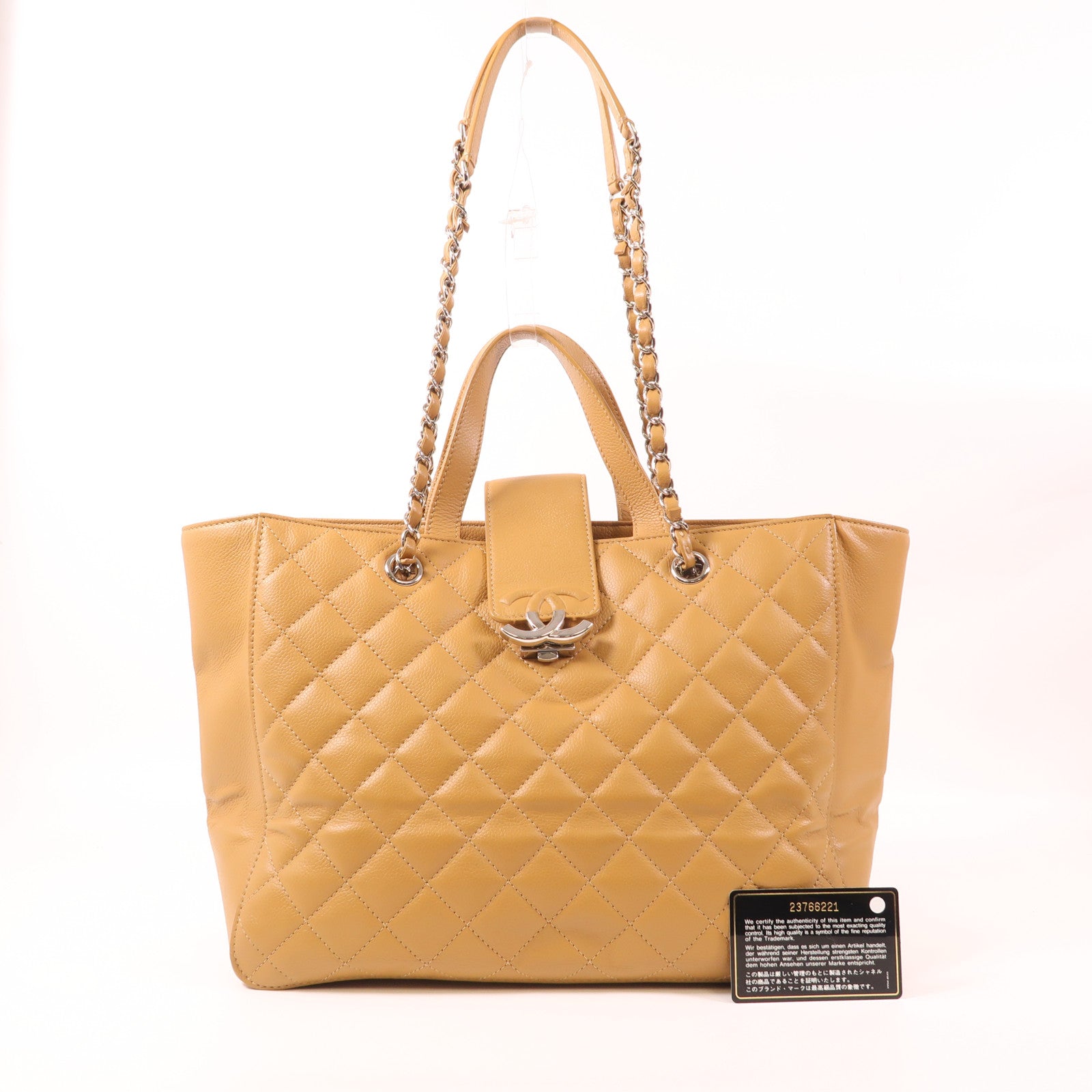CHANEL 牛皮皮革Shoulder Bag銀扣手挽肩背兩用袋
