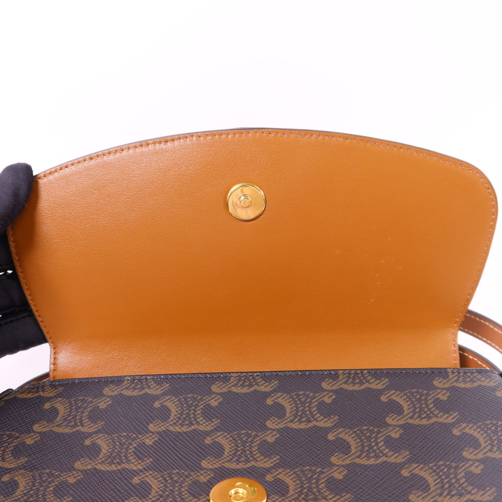 CELINE 塗層帆布Clutch On Strap Bag金扣手挽肩背兩用袋