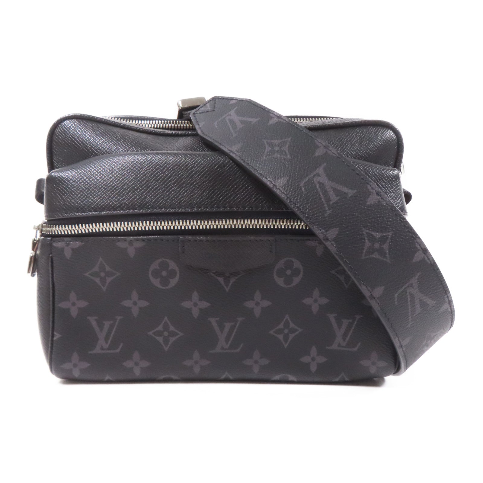LOUIS VUITTON Monogram Eclipse/Taiga Outdoor Messenger銀扣肩背袋