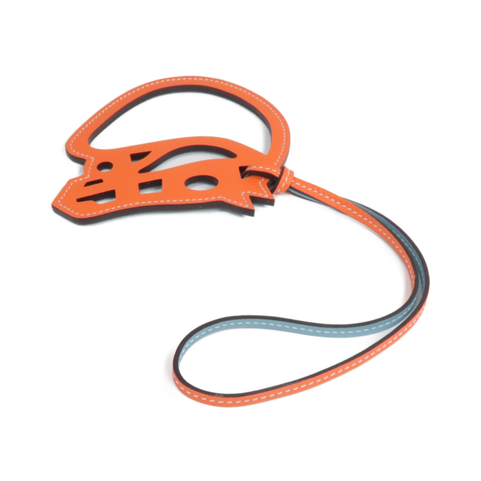HERMES Swift皮革Horse Charm掛飾Plomb/Orange Poppy