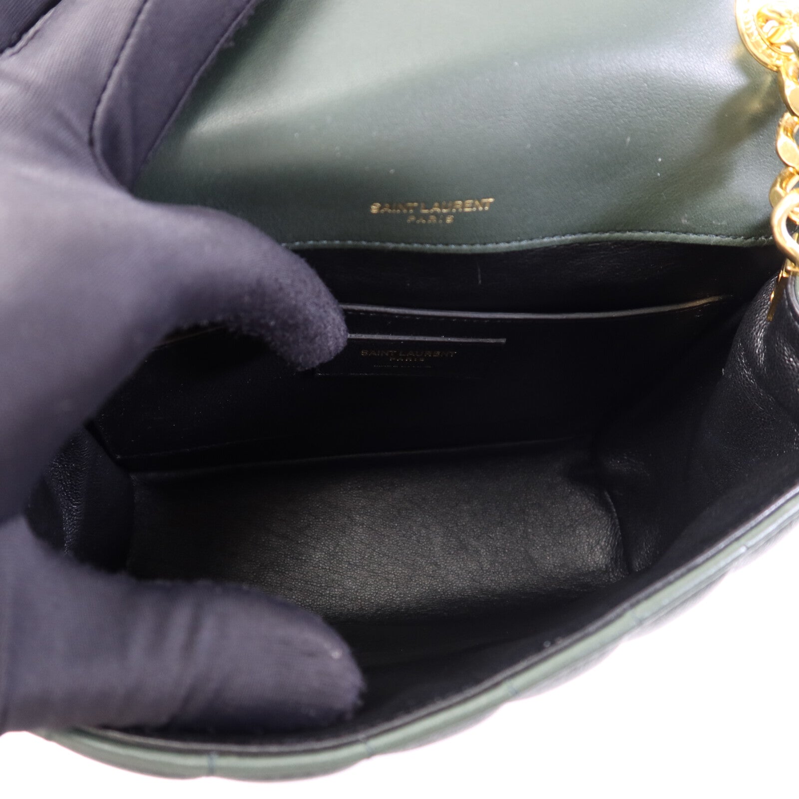 YVES SAINT LAURENT 羊皮皮革Vicky金扣鏈帶肩背袋