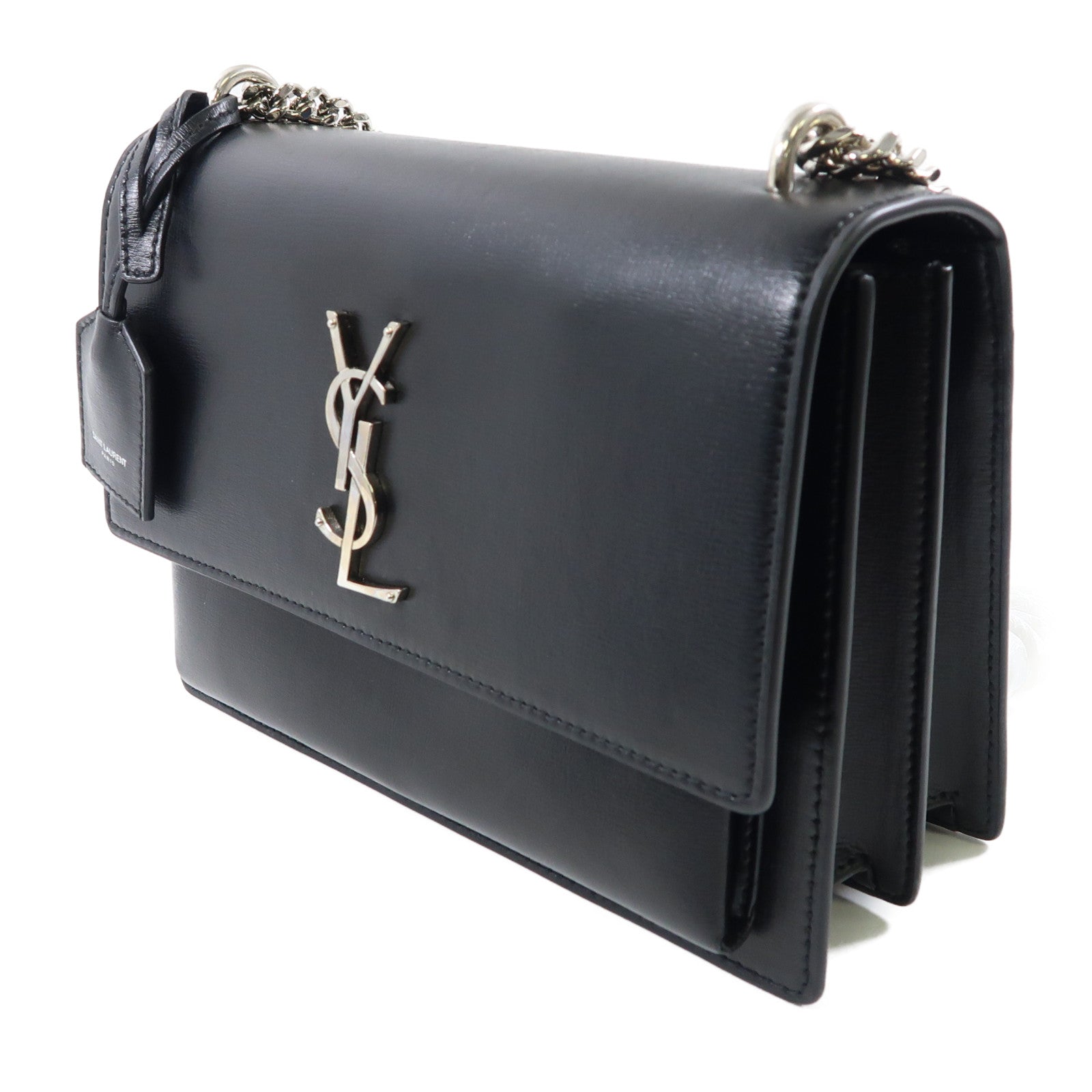 SAINT LAURENT 牛皮皮革Sunset Medium銀扣鏈帶肩背袋