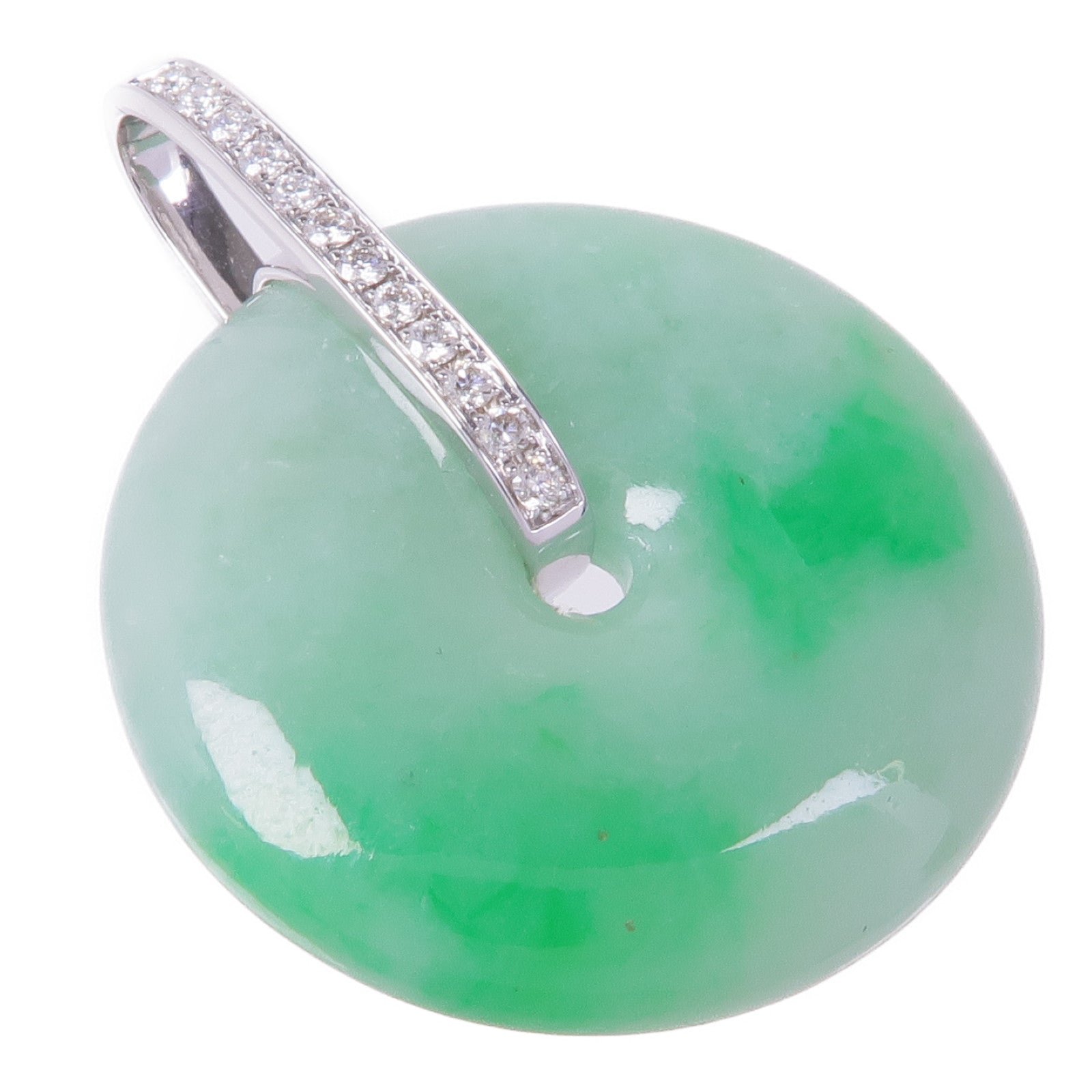 JEWELRY 18K白金Jade Diamond Pendant Top翡翠/鑽石吊墜