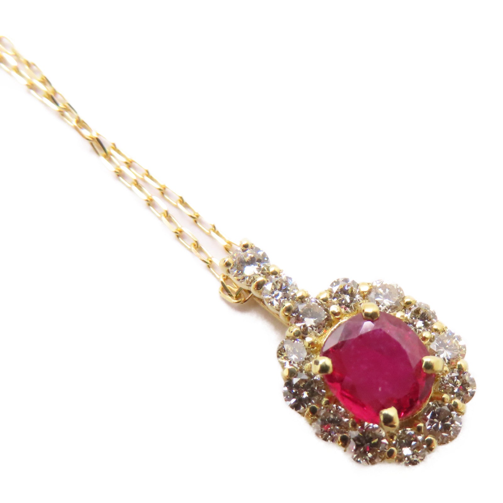 JEWELRY 【激減優惠】18K黃金Ruby Diamond Necklace 0.28ct紅寶石/0.26ct鑽石項鍊