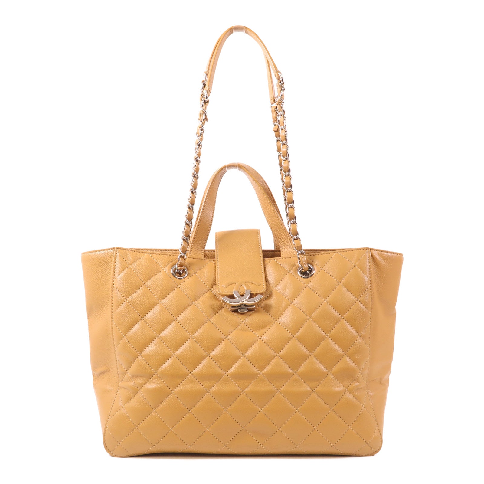 CHANEL 牛皮皮革Shoulder Bag銀扣手挽肩背兩用袋