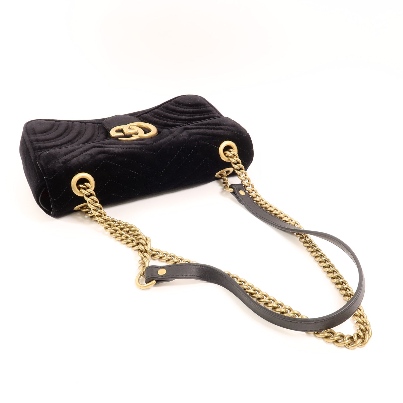GUCCI 天鵝絨GG Marmont Shoulder Bag鏈帶肩背袋