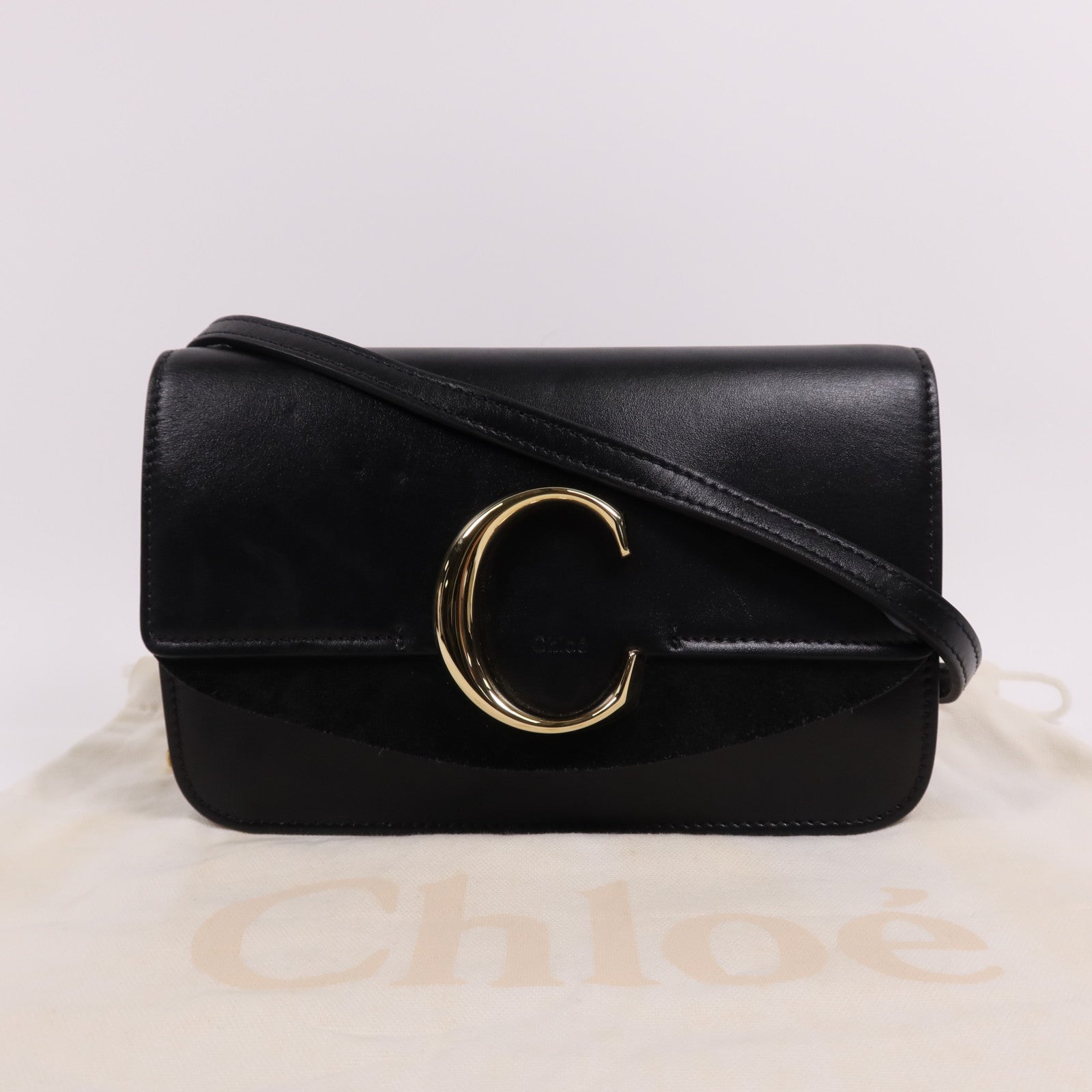 Chloe 牛皮皮革C Bag金扣鏈帶肩背袋