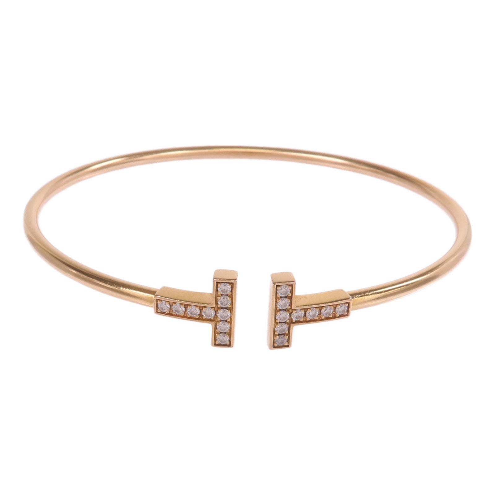 TIFFANY＆CO 18K玫瑰金T Diamond Wire Bracelet鑽石手鐲