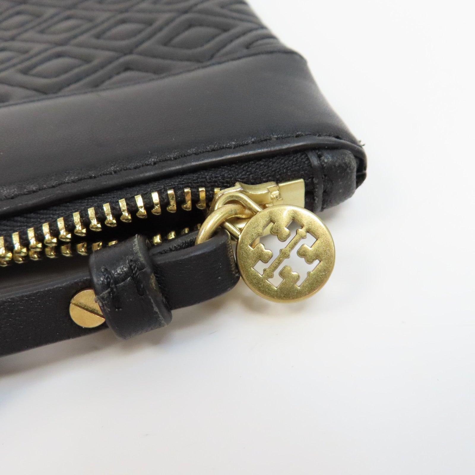 Tory Burch 【激減優惠】牛皮皮革Pouch金扣手拿包黑色