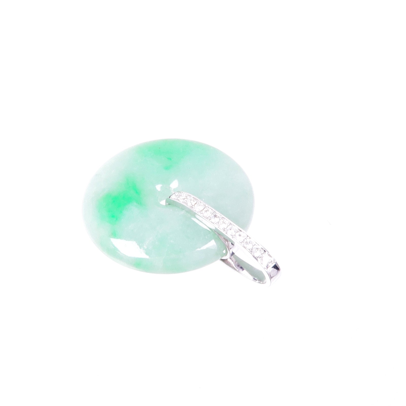 JEWELRY 18K白金Jade Diamond Pendant Top翡翠/鑽石吊墜