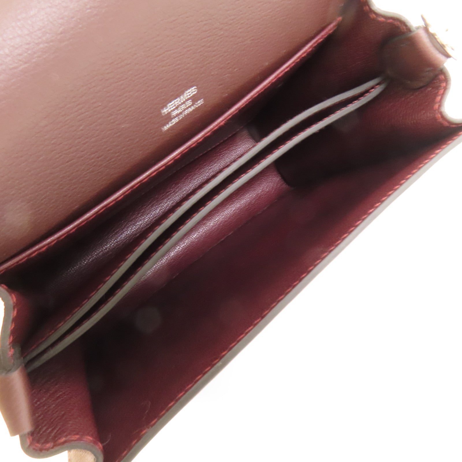 HERMES Evercolor皮革Mini Roulis銀扣肩背袋Rouge Sellier/Bleu Saphir